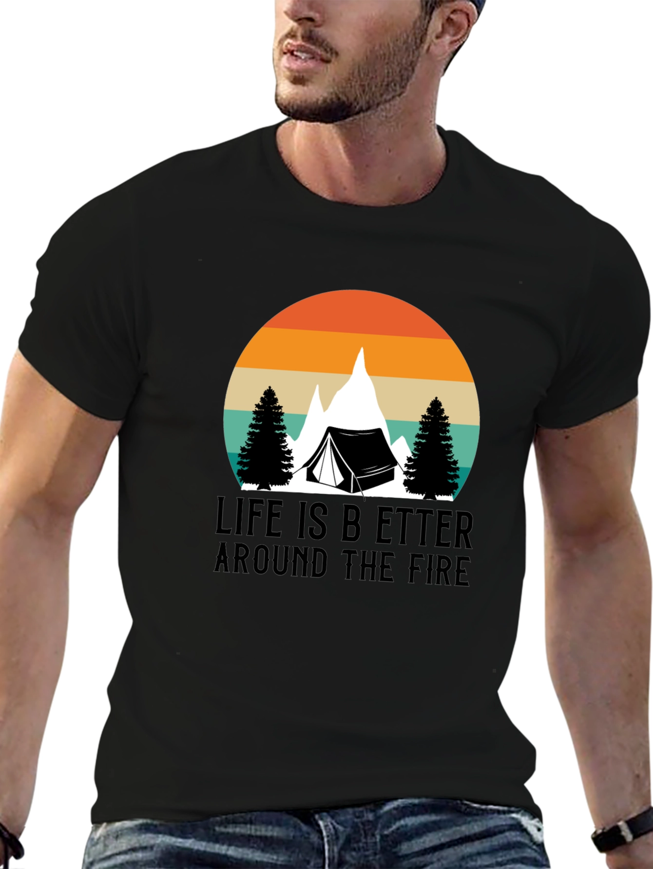 Black Life is Better Around the Fire Black Camping T-Shirt view 6