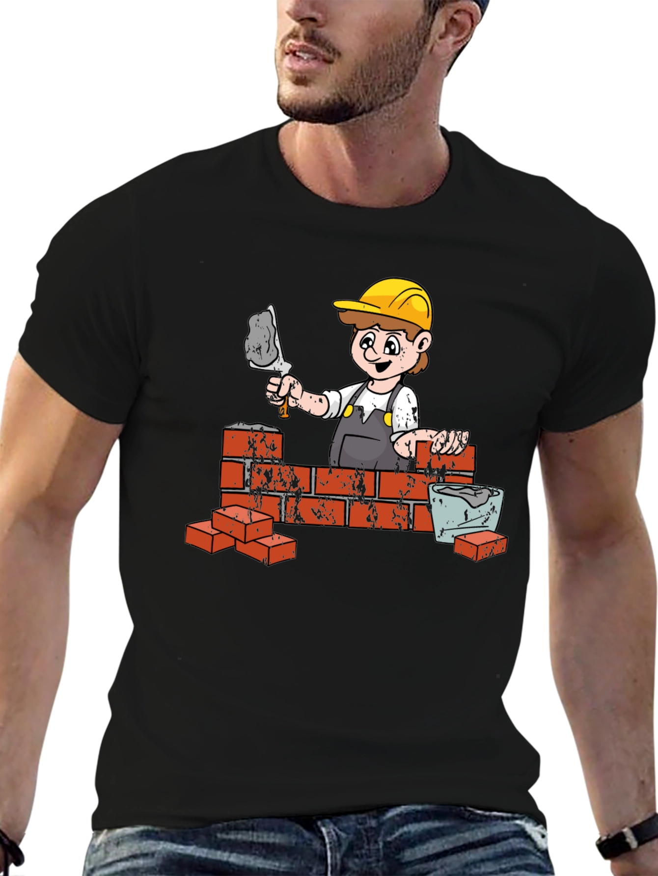 Black Construction Worker Graphic Tee view 6