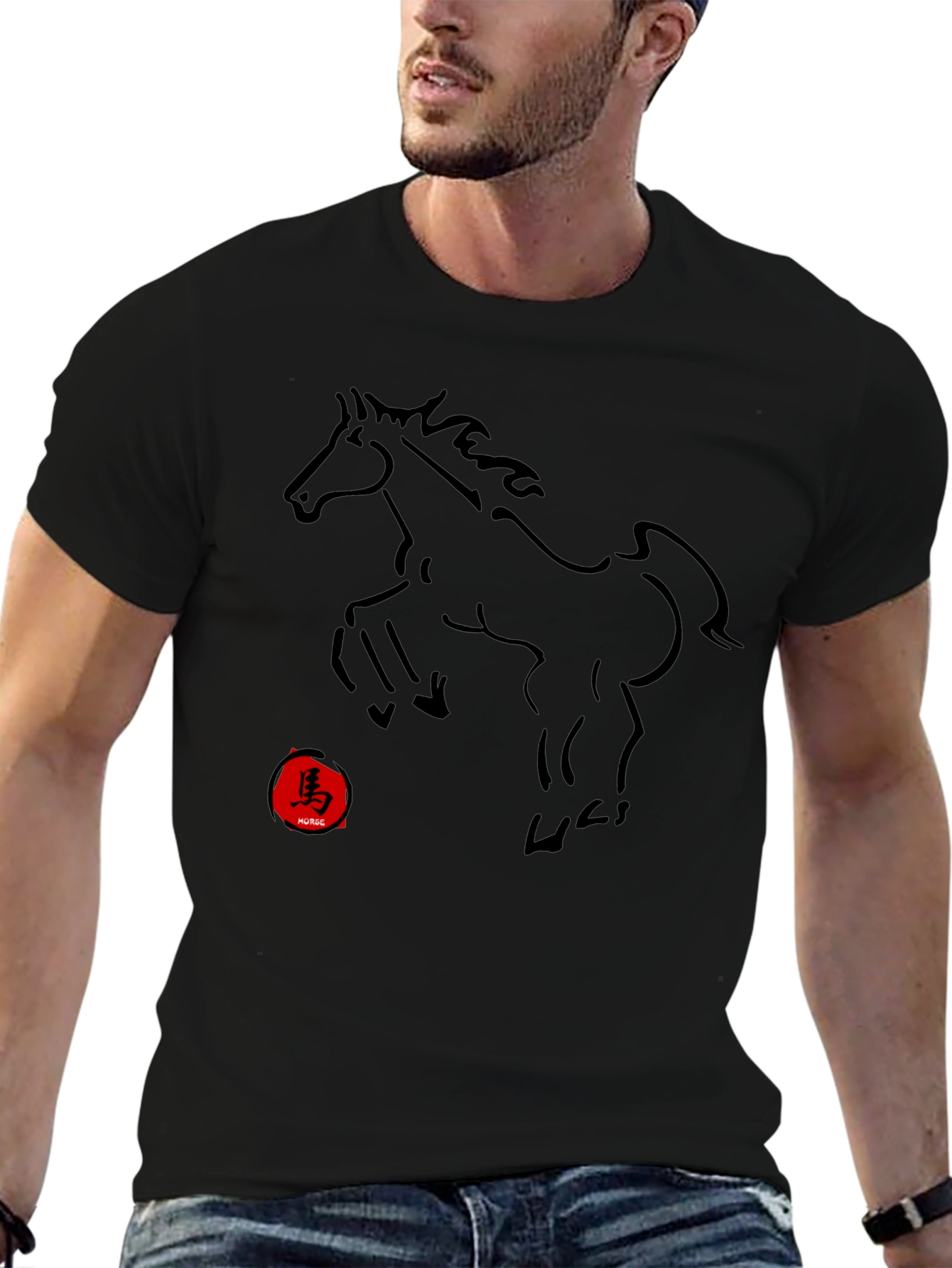 Black Black Horse Graphic Tee - Year of the Horse Design view 6