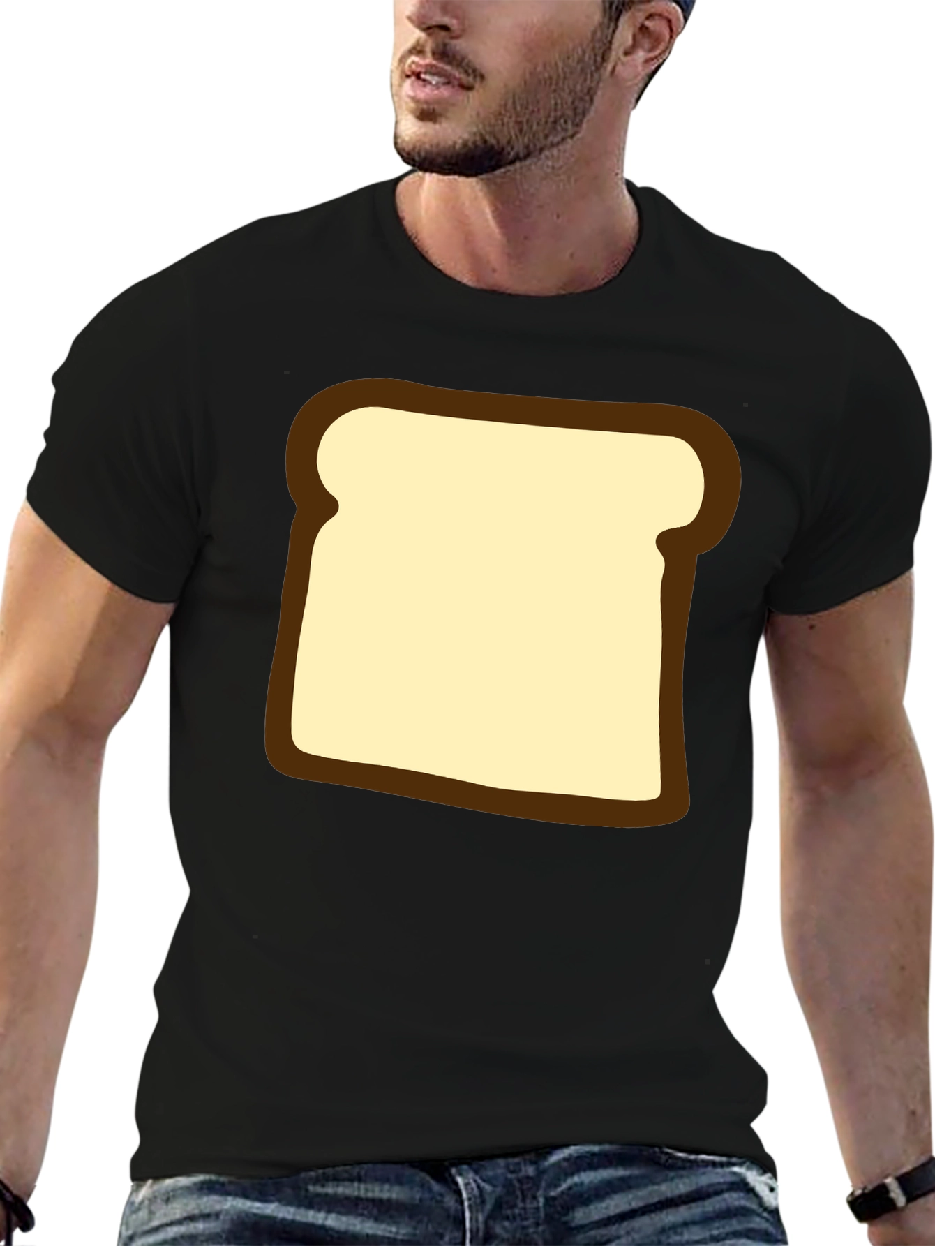 Black Funny Toast Graphic T-Shirt - Black, Comfortable Fit view 6