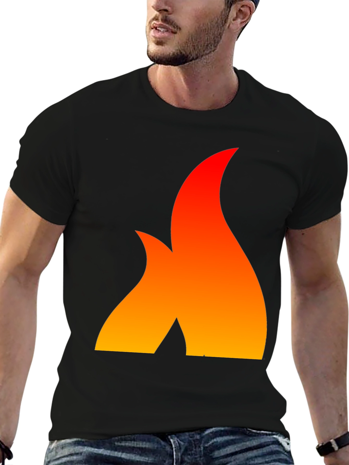 Black Fiery Flame Graphic Tee - Bold Statement Shirt view 6