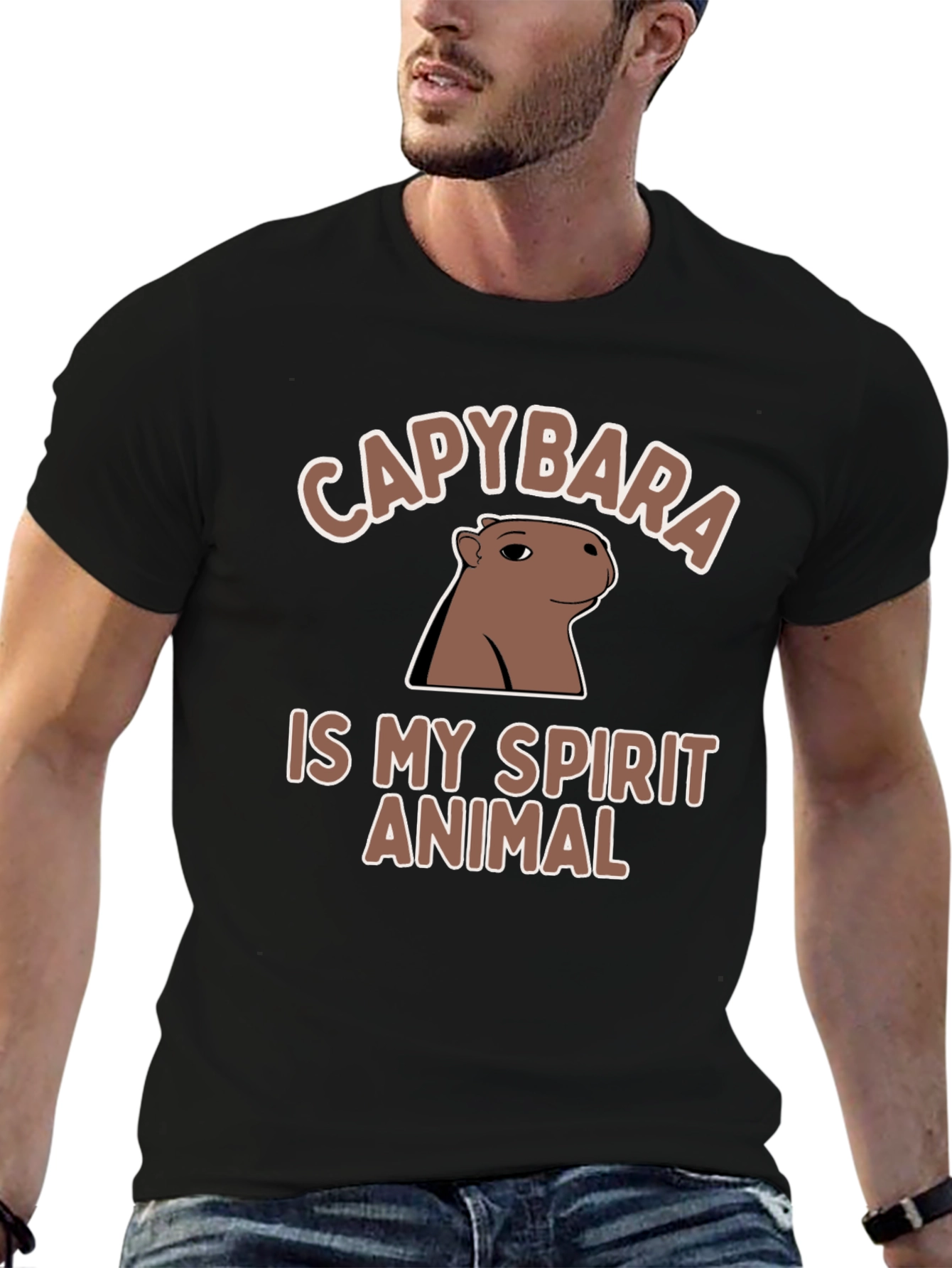 Black Capybara Spirit Animal T-Shirt - Unique Graphic Tee view 6