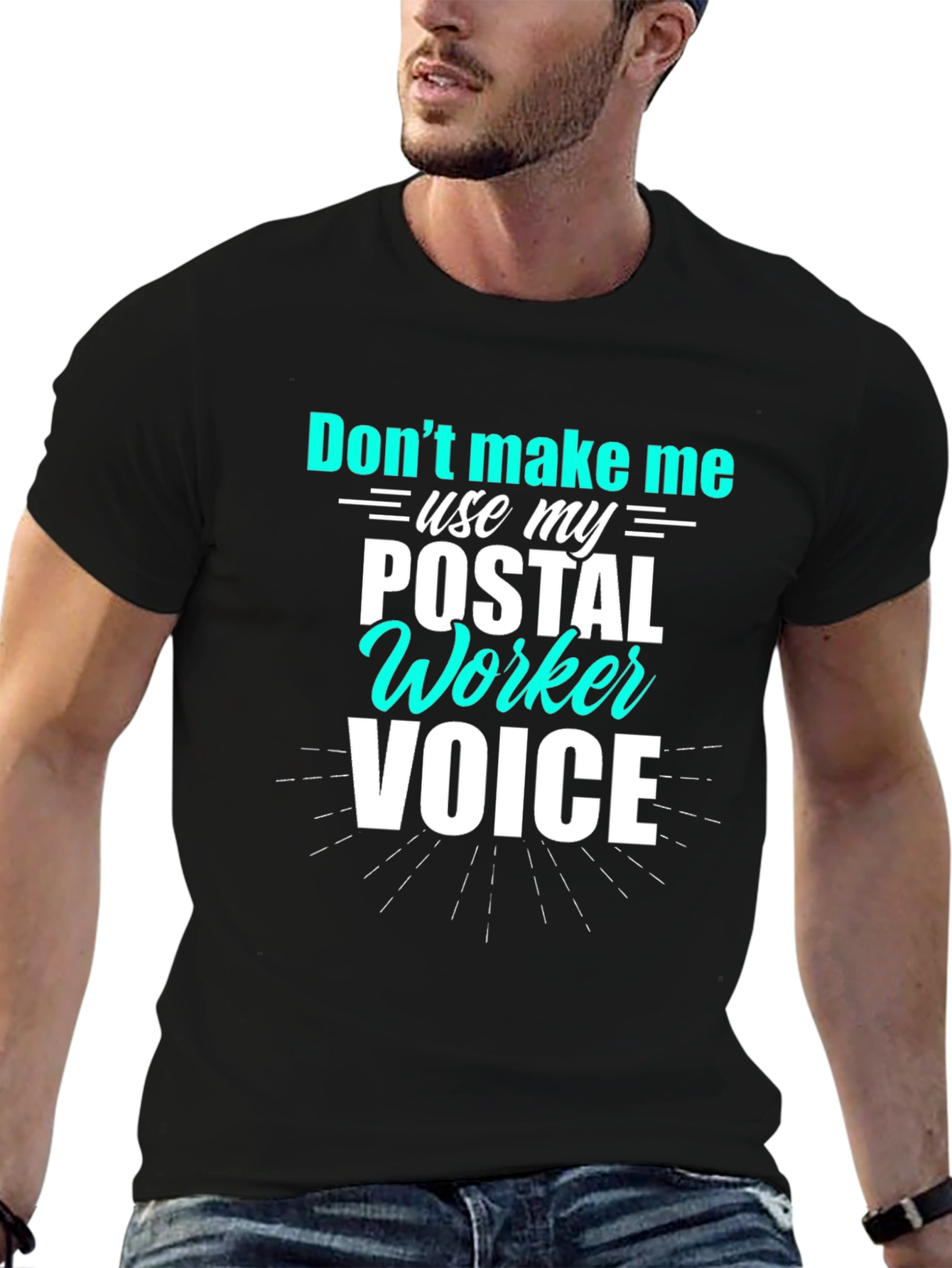 Black Postal Worker Voice T-Shirt Funny Mail Carrier Tee view 6