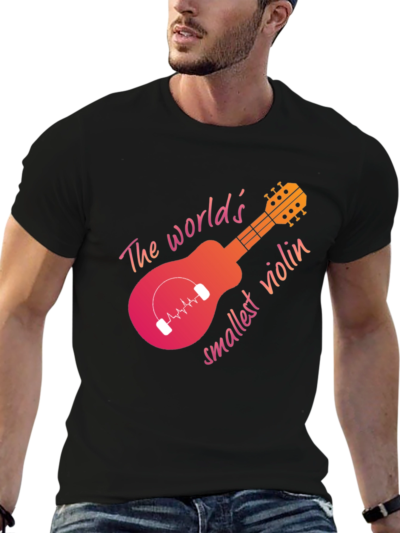 Black World's Smallest Violin Graphic Tee - Black view 6