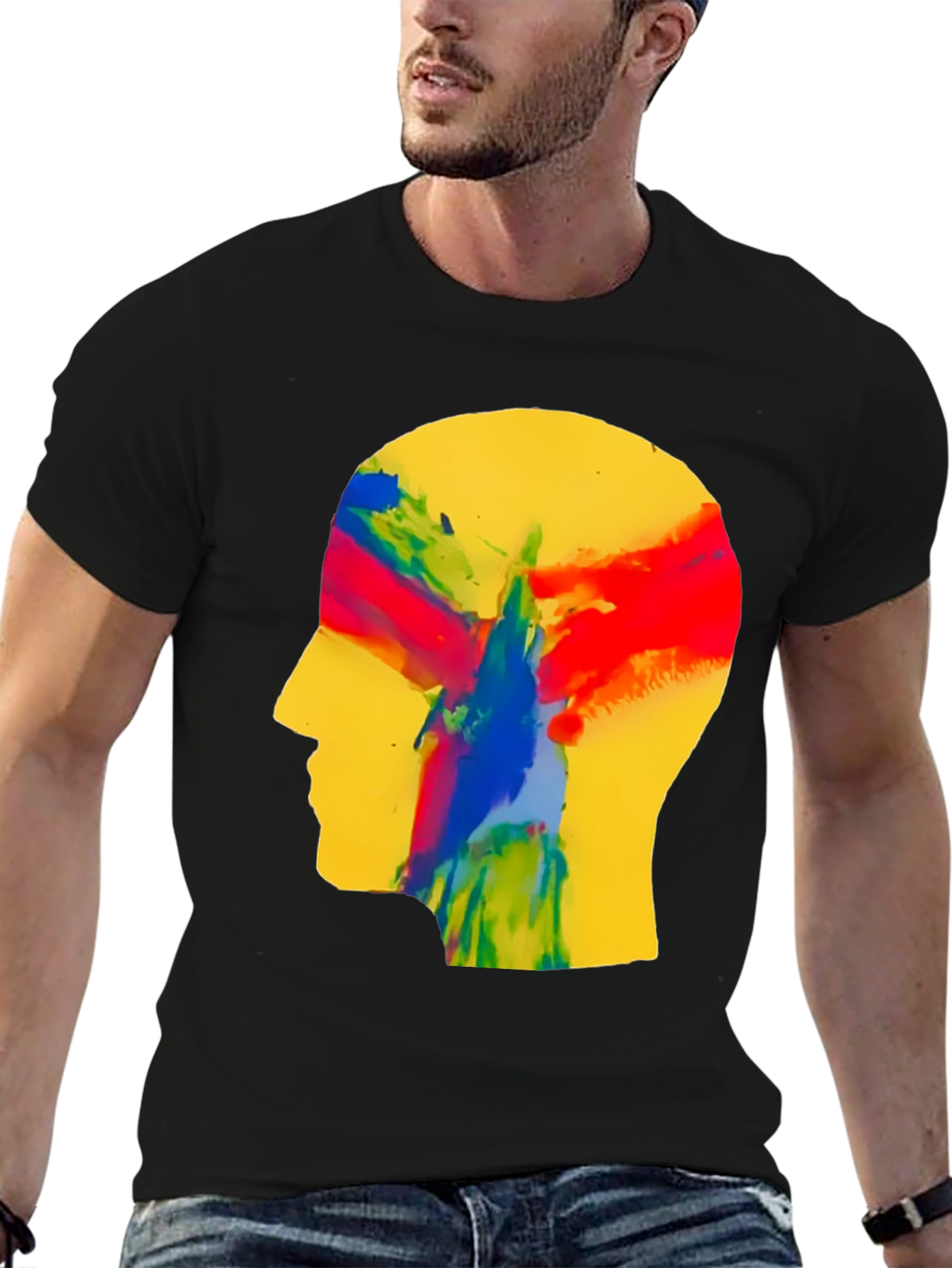 Black Abstract Mind T-Shirt - Artistic Expression view 6