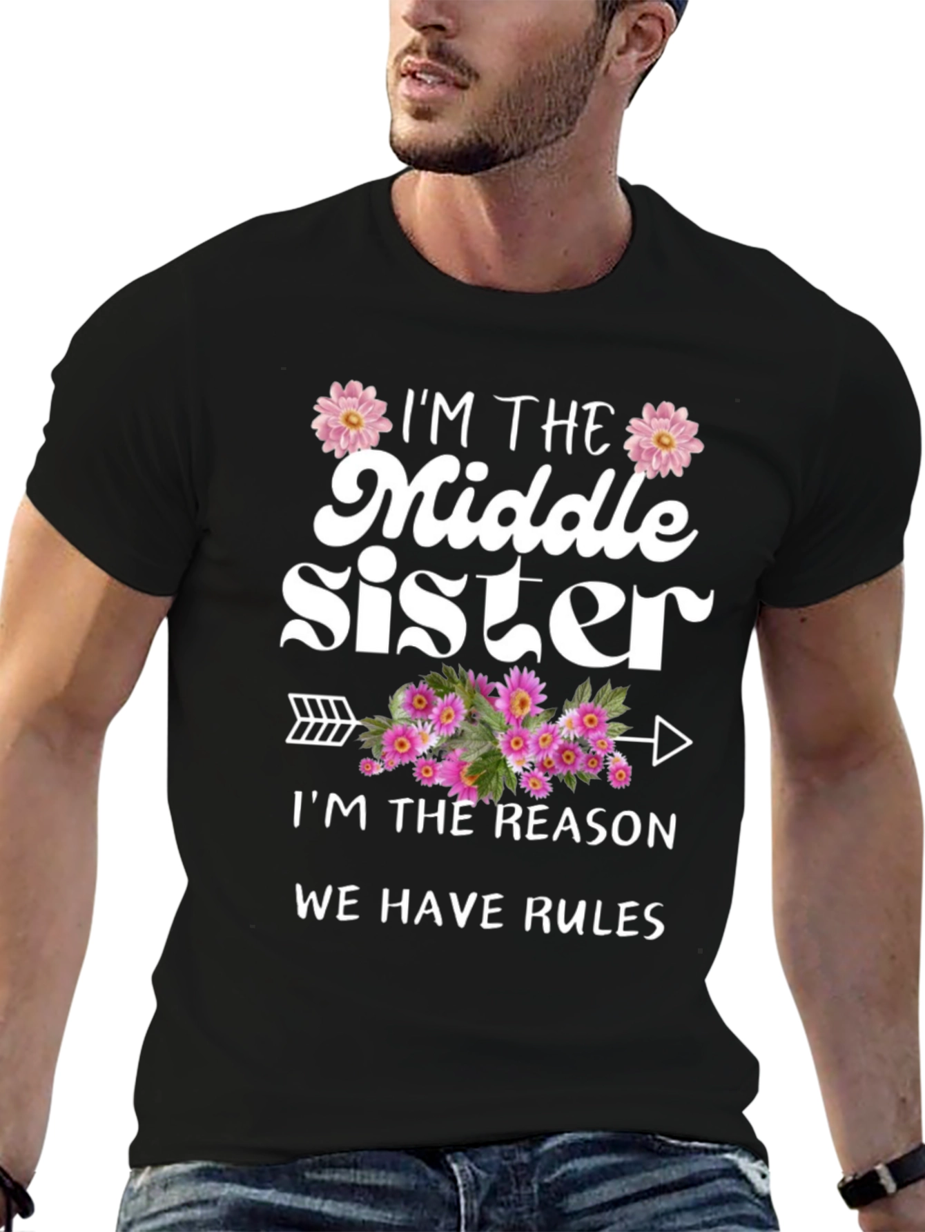 Black Middle Sister T-Shirt - Reason We Have Rules view 6