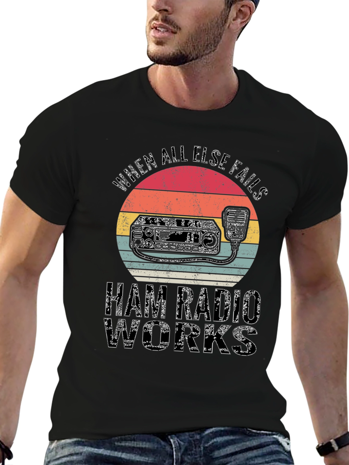 Black Ham Radio T-Shirt - When All Else Fails Ham Radio Works view 6