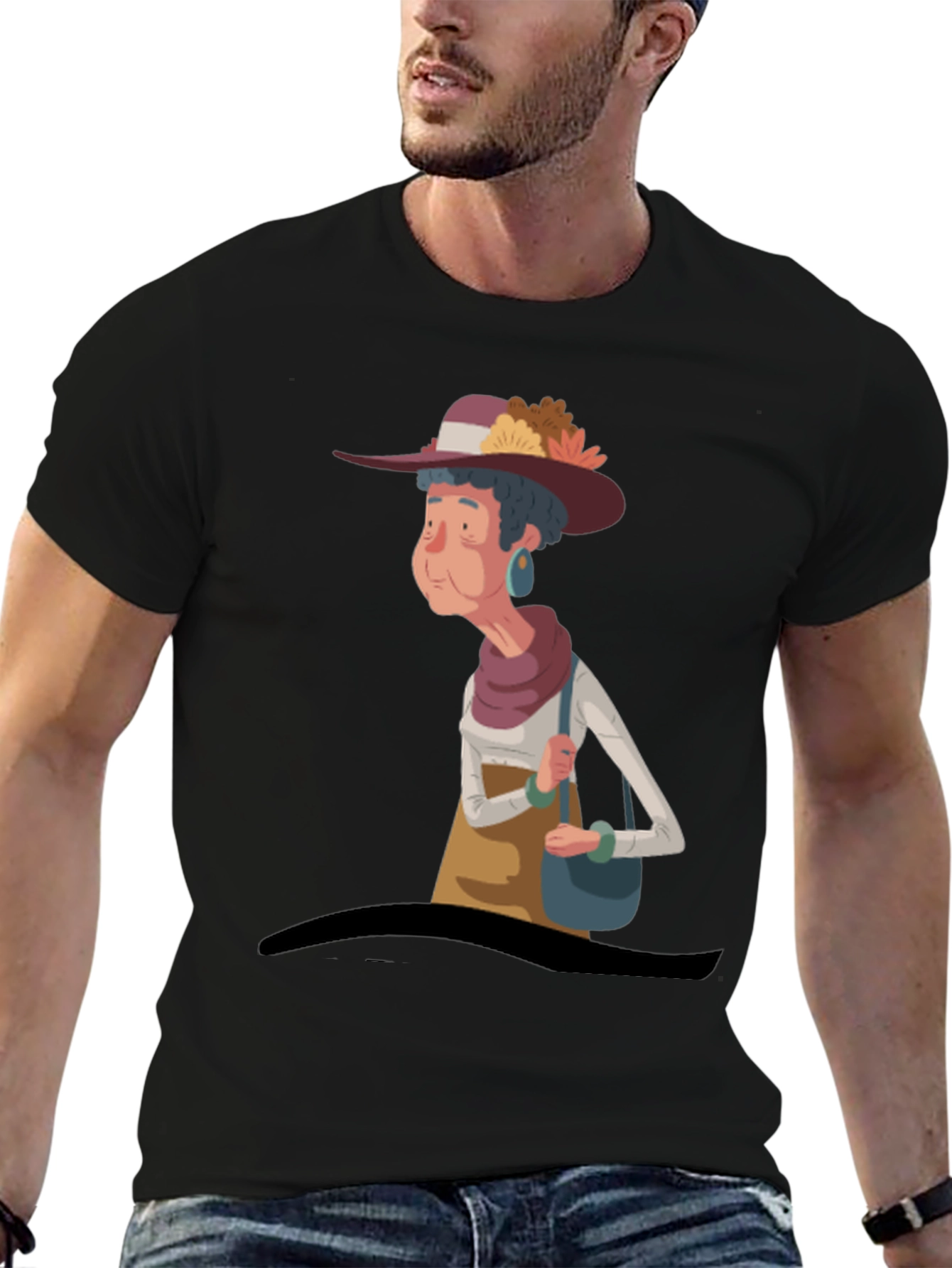 Black Cartoon Grandma T-Shirt view 6