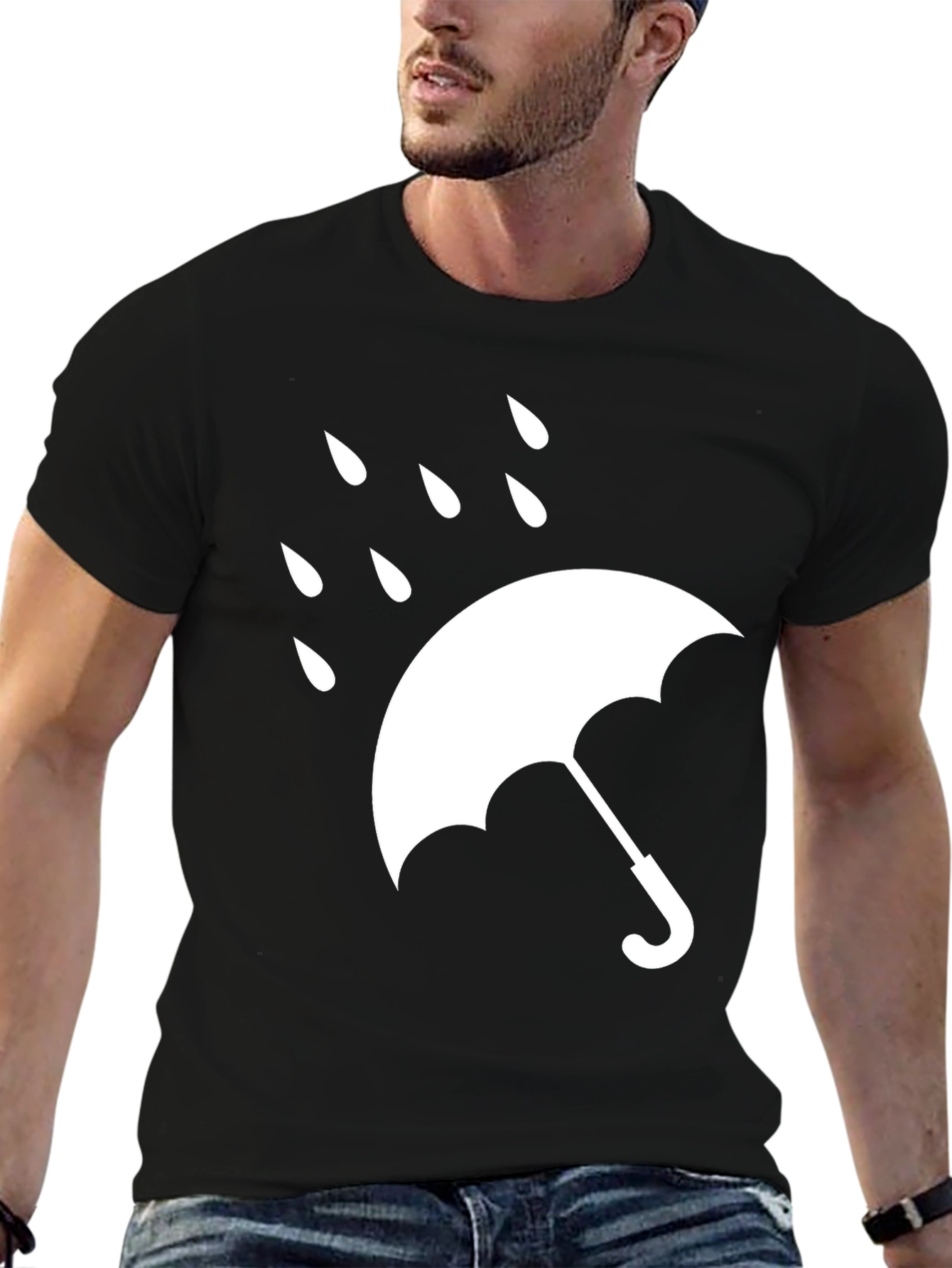 Black Umbrella Graphic T-Shirt - Weather Ready Tee view 6