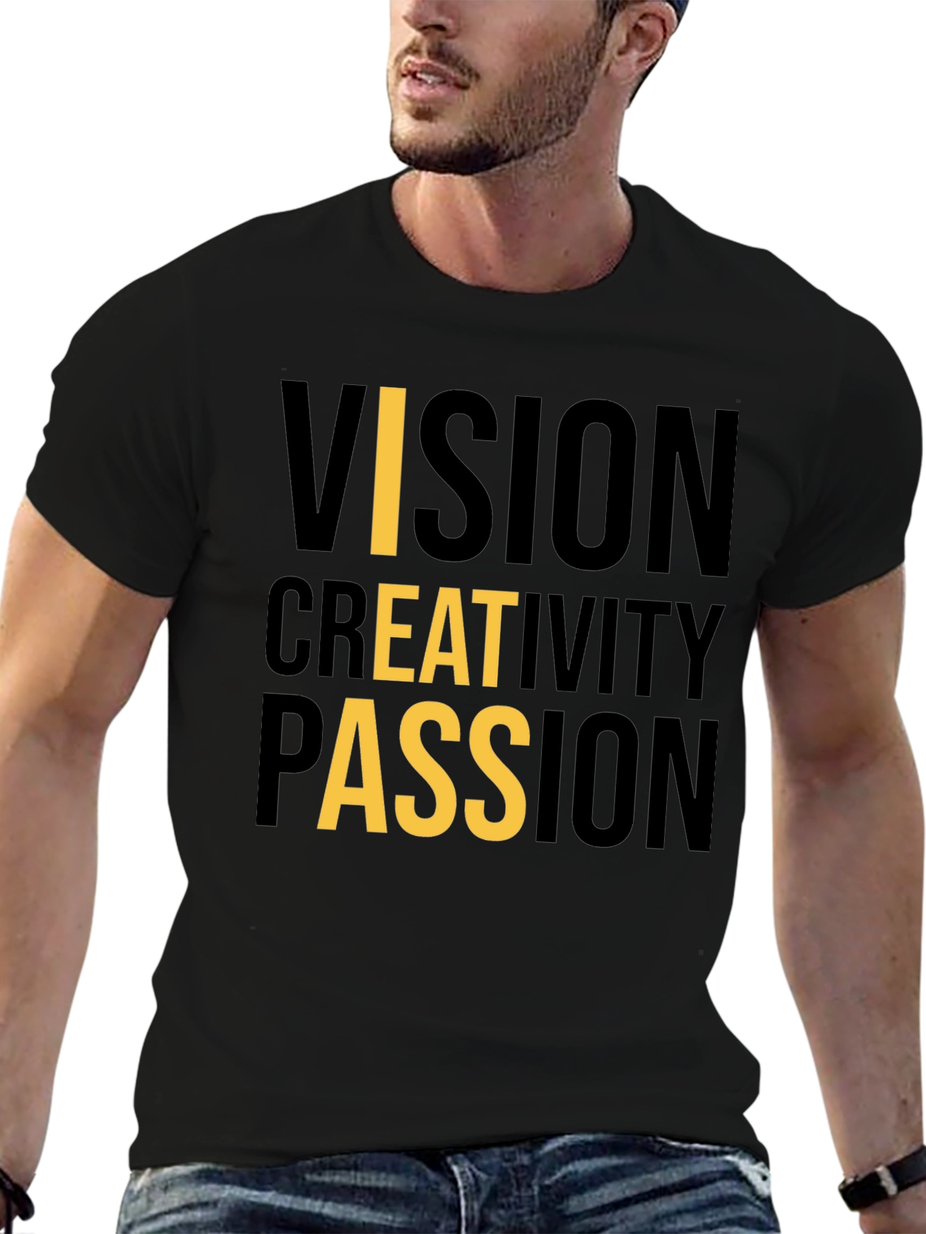 Black Vision Creativity Passion Black Graphic Tee view 6