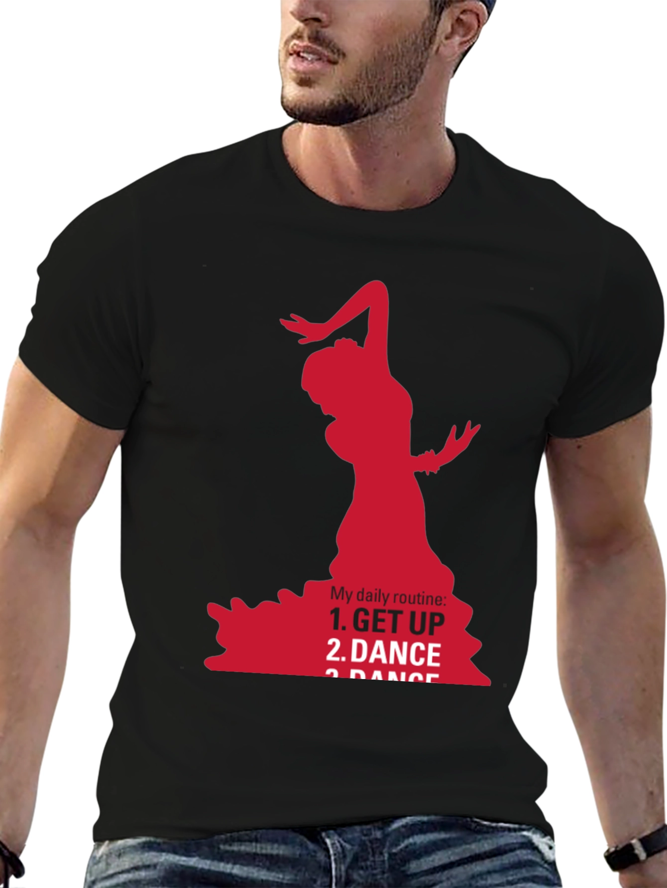 Black Flamenco Dancer Graphic Tee - Daily Routine T-Shirt view 6