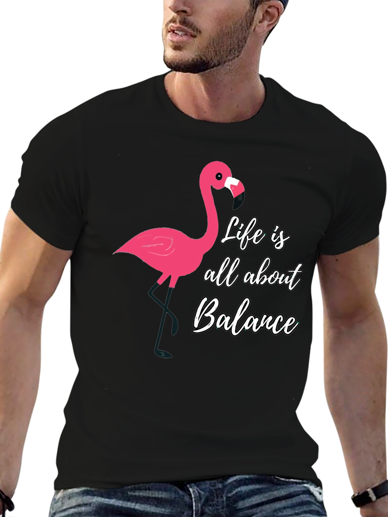 Black Life Balance Flamingo Graphic Tee - Men's view 6