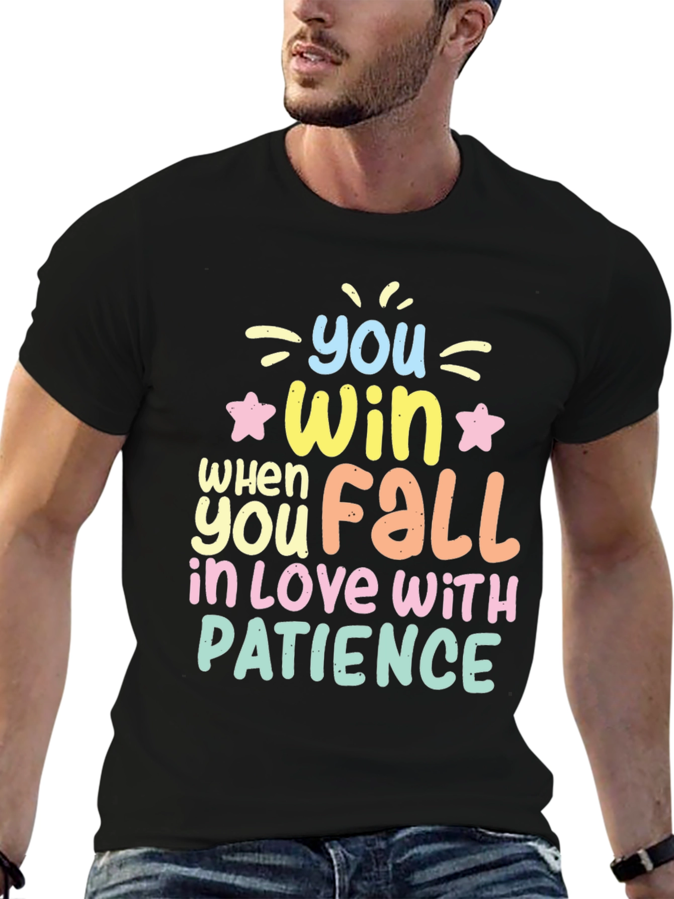 Black Win With Patience T-Shirt - Inspiring Graphic Tee view 6