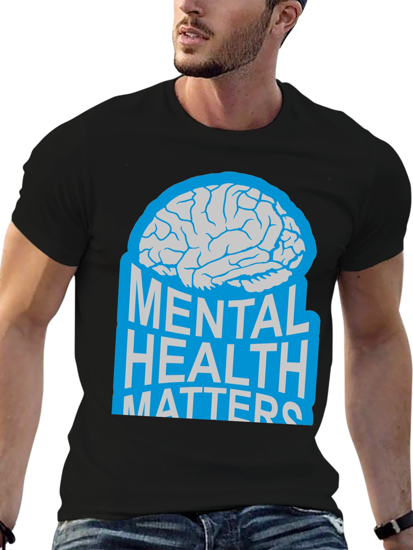 Black Mental Health Matters Brain Graphic T-Shirt view 6