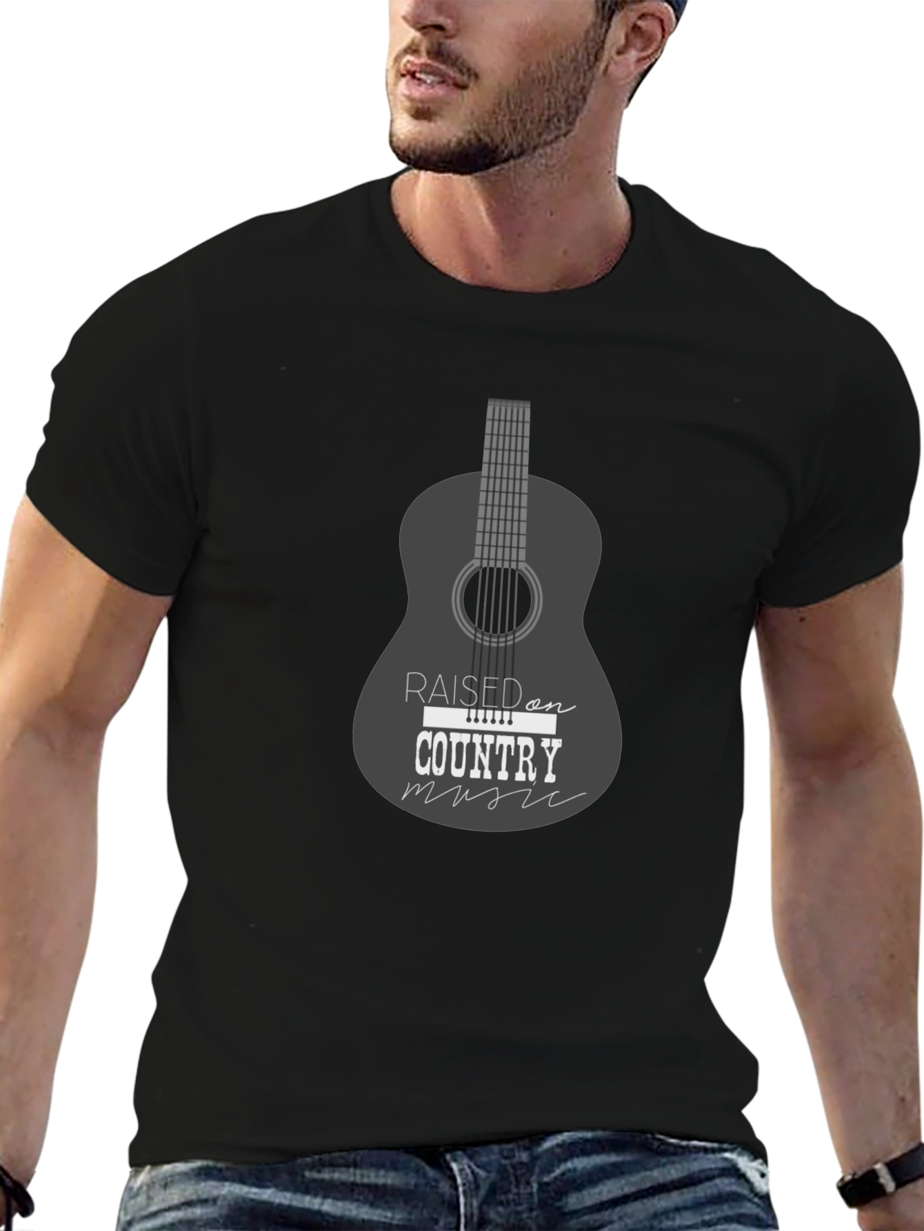 Black Country Music Guitar T-Shirt view 6