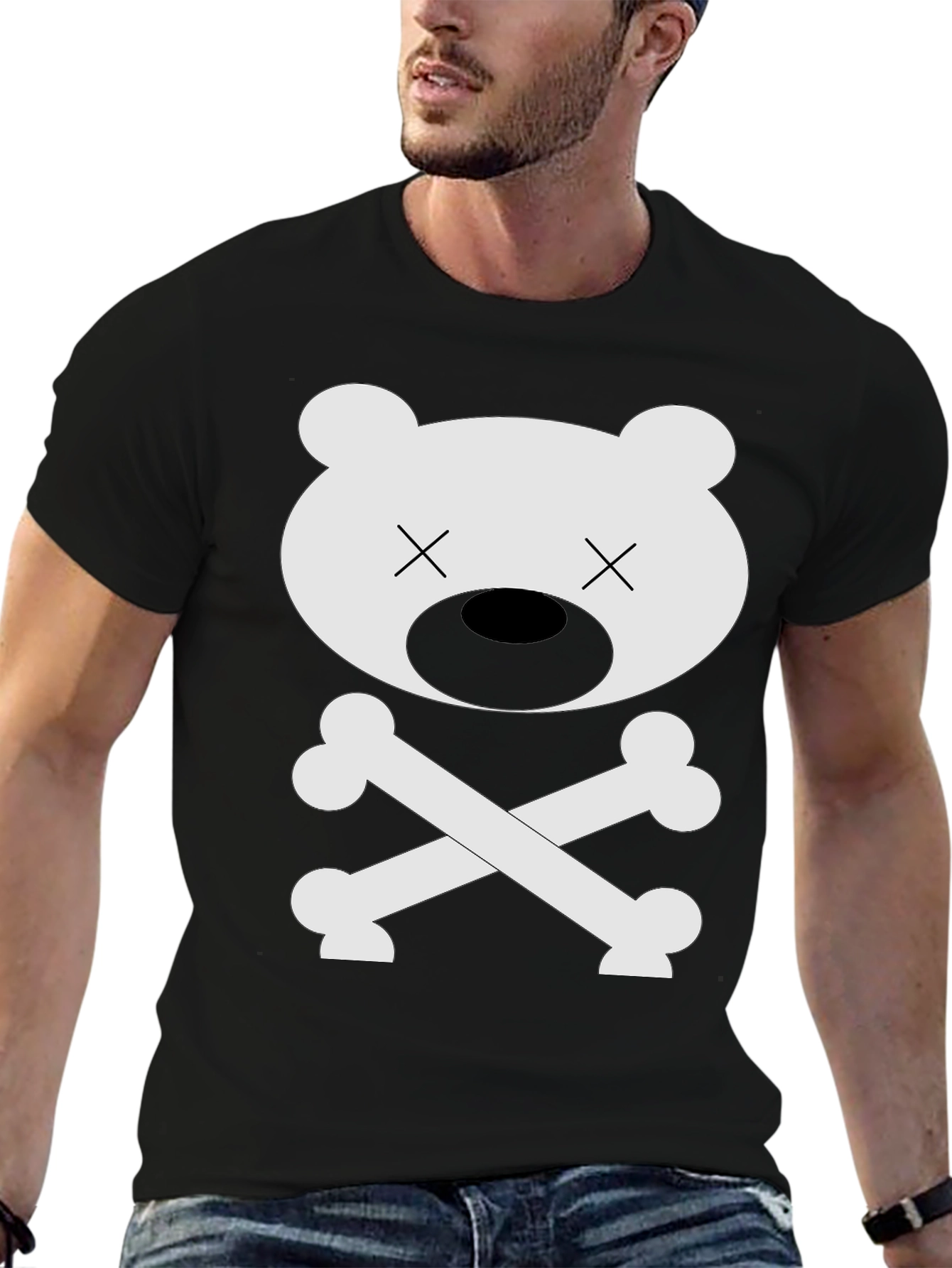 Black Bear Bones Graphic T-Shirt - Men's Crew Neck view 6