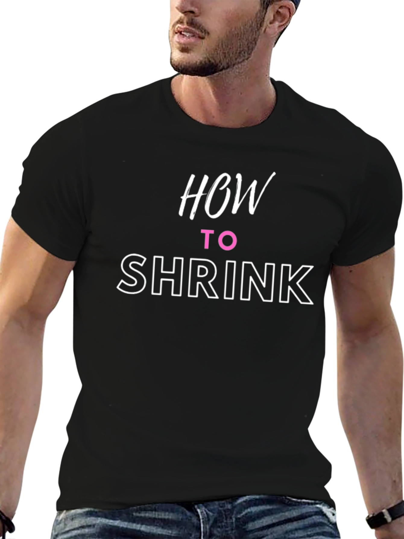 Black How to Shrink T-Shirt - Funny Graphic Tee view 6