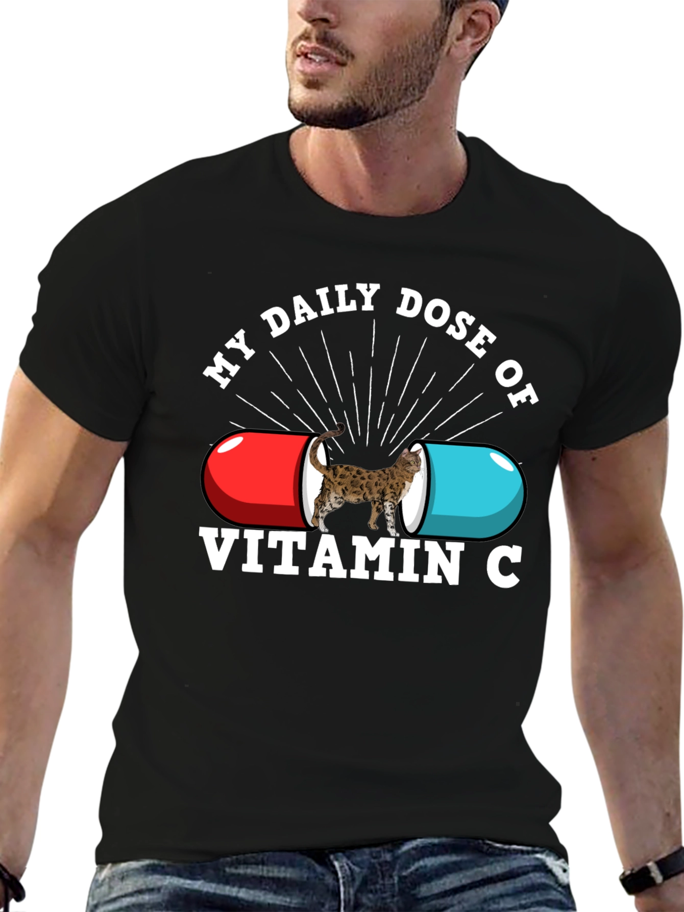 Black My Daily Dose of Vitamin C Novelty T-Shirt view 6