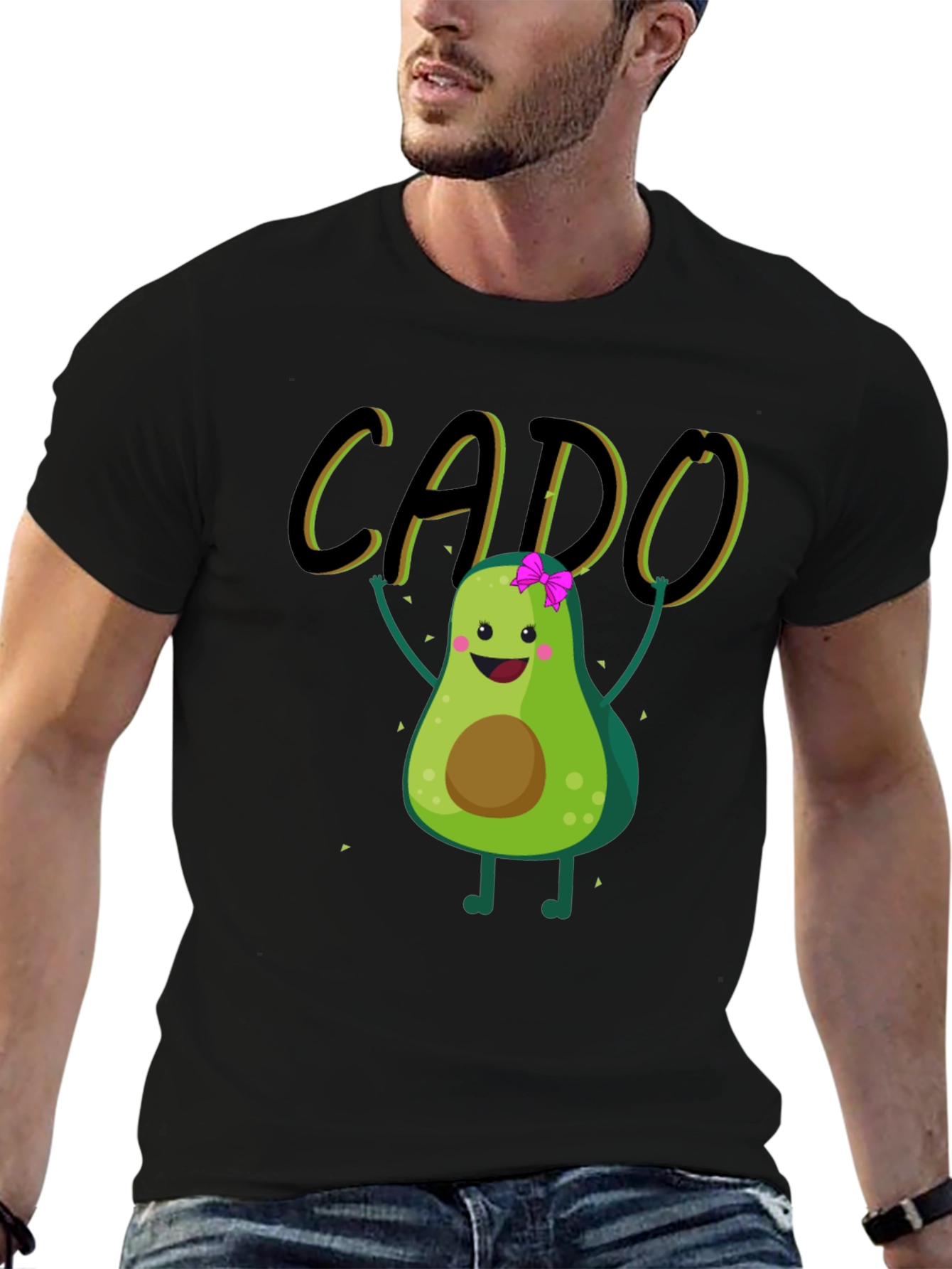 Black Funny Avocado Black T-Shirt - CADO view 6