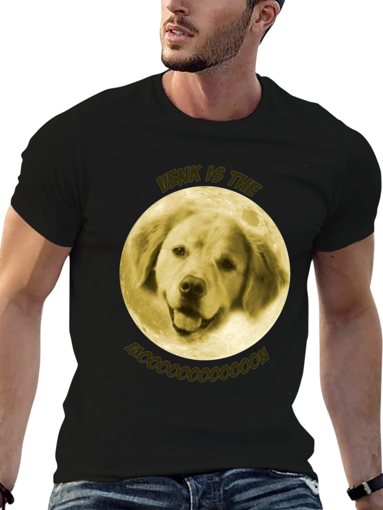 Black Venk Is The Moooon T-Shirt - Golden Retriever Dog view 6