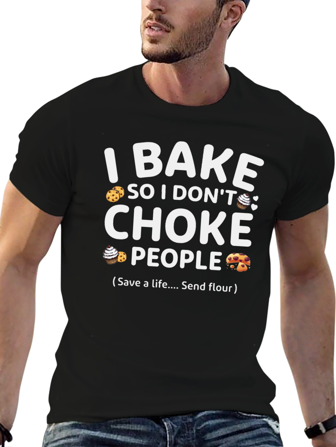 Black I Bake So I Don't Choke People T-Shirt view 6