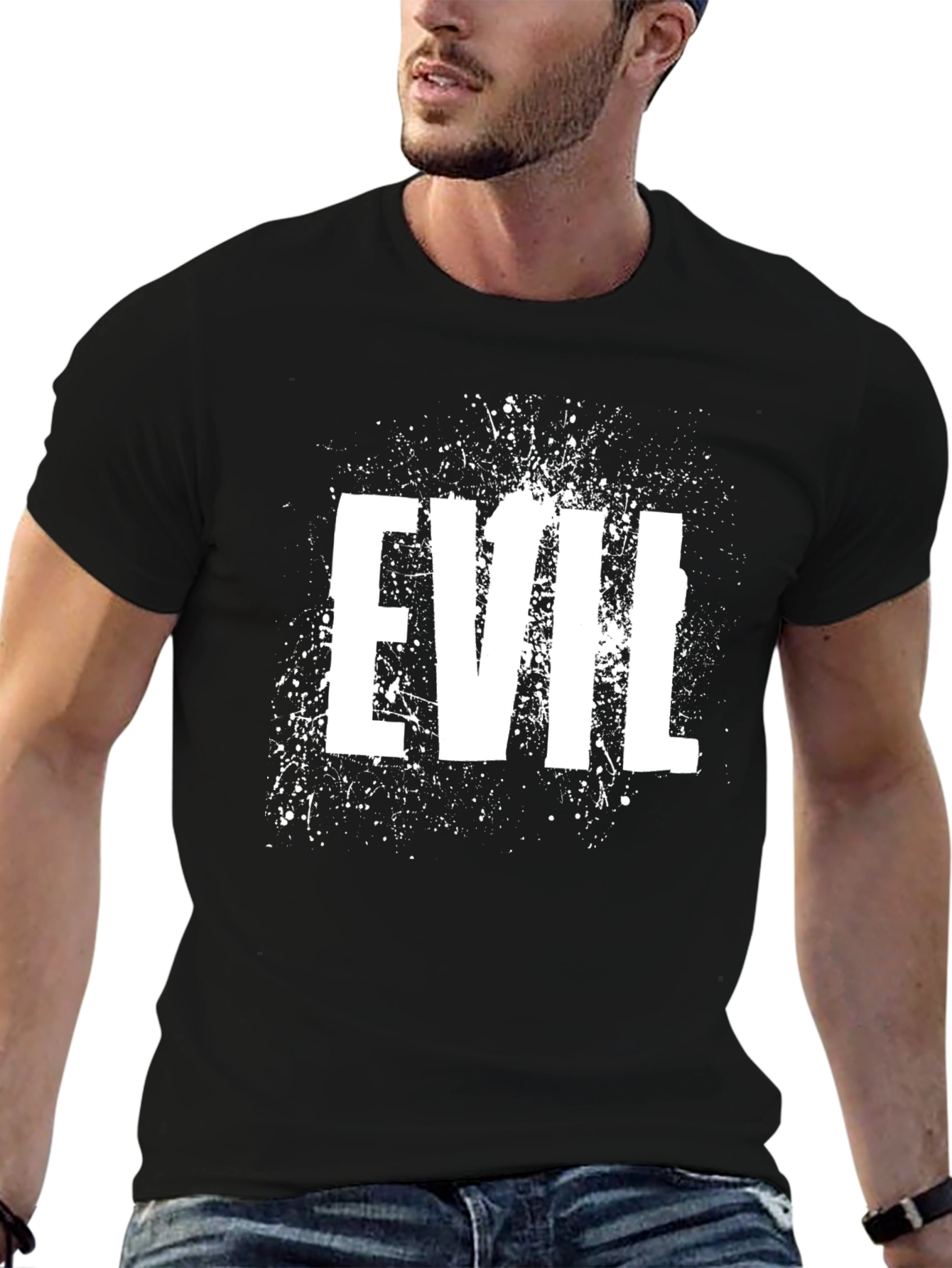 Black Evil Graphic Print T-Shirt - Black view 6