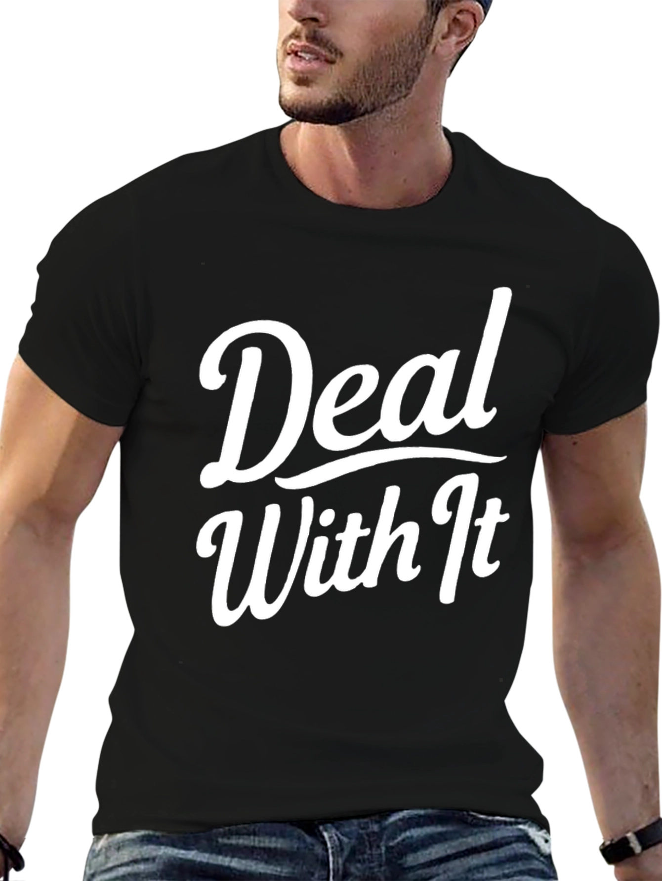 Black Deal With It Graphic Tee - Black view 6