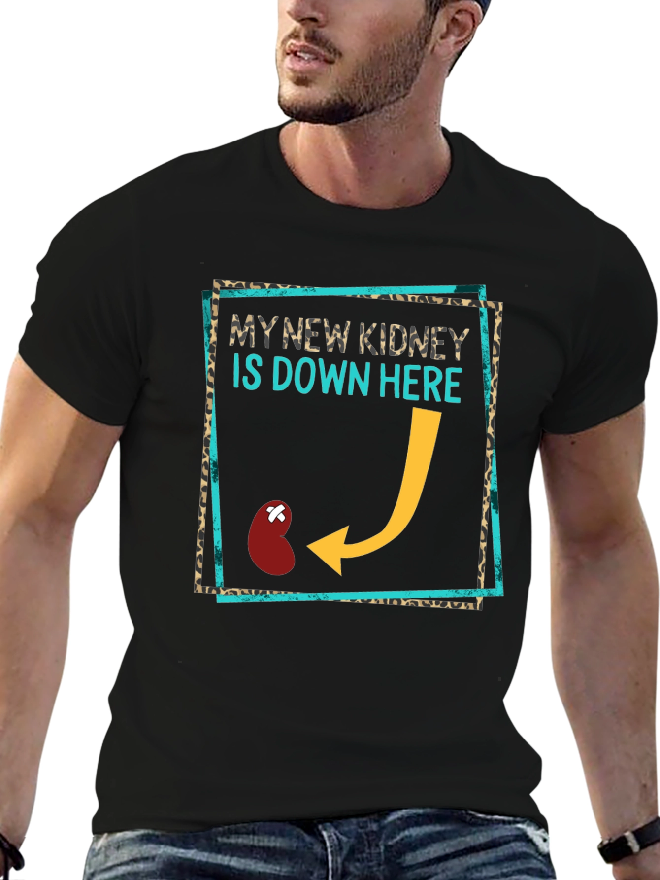Black New Kidney Funny T-Shirt - Transplant Awareness Tee view 6