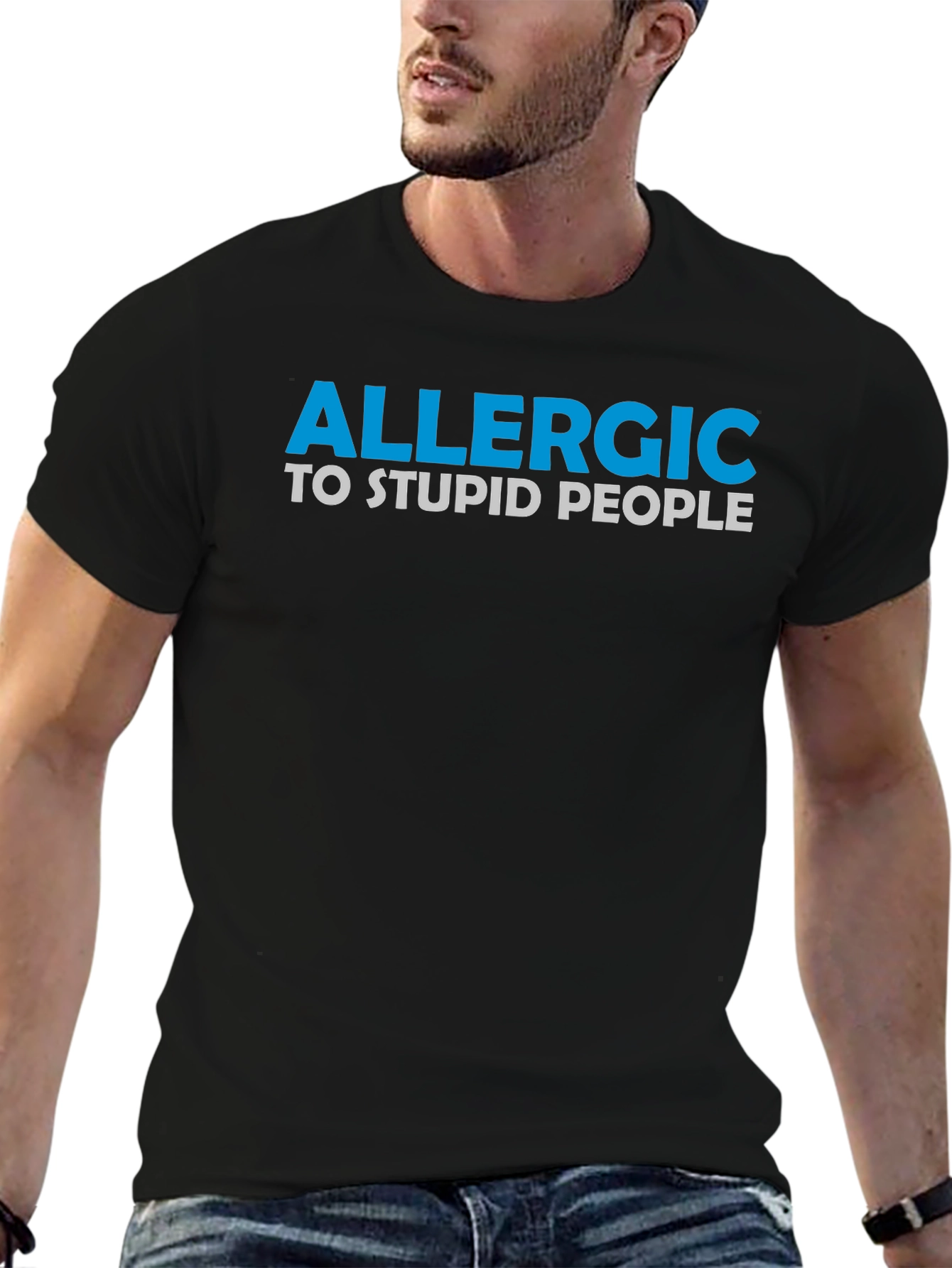 Black Allergic to Stupid People Graphic Tee view 6