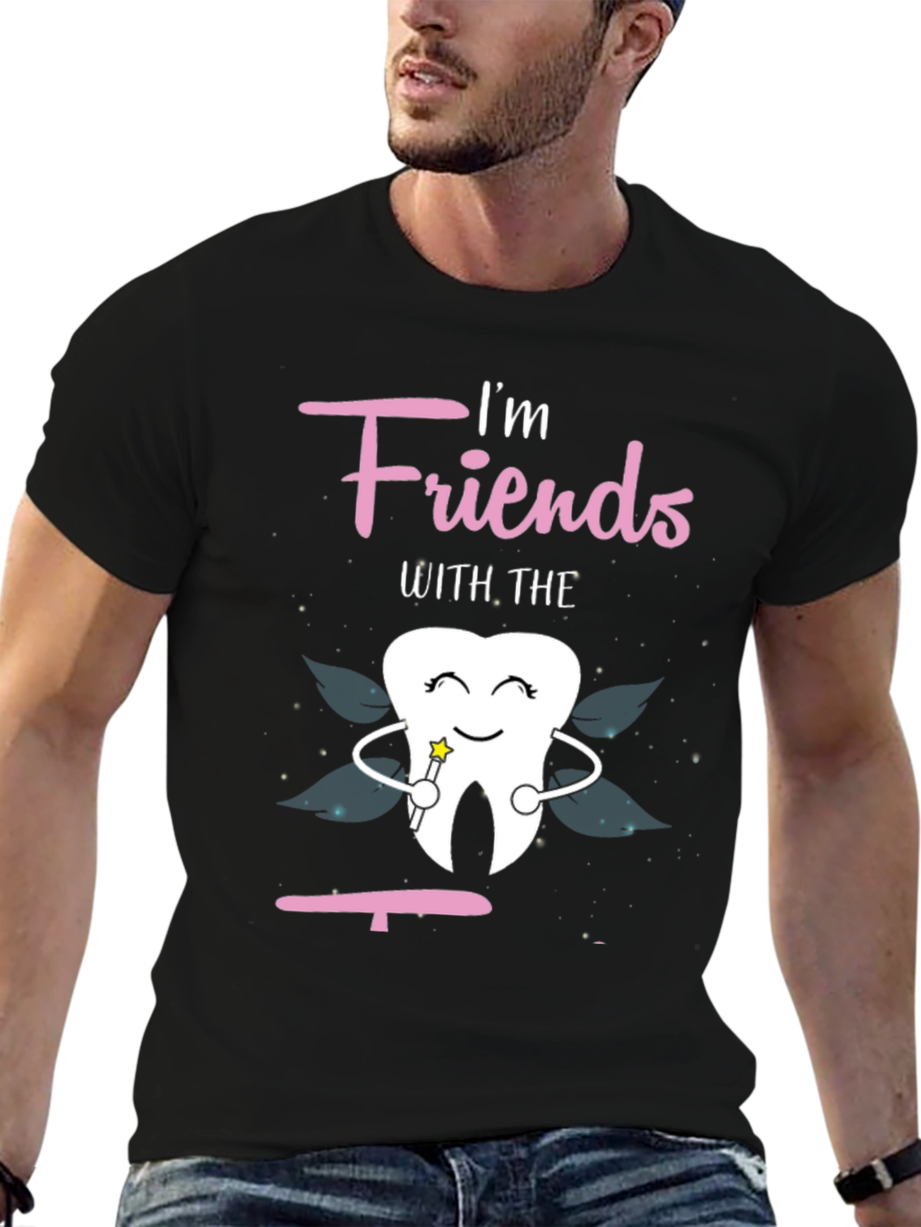Black I'm Friends With The Tooth Fairy Graphic T-Shirt view 6