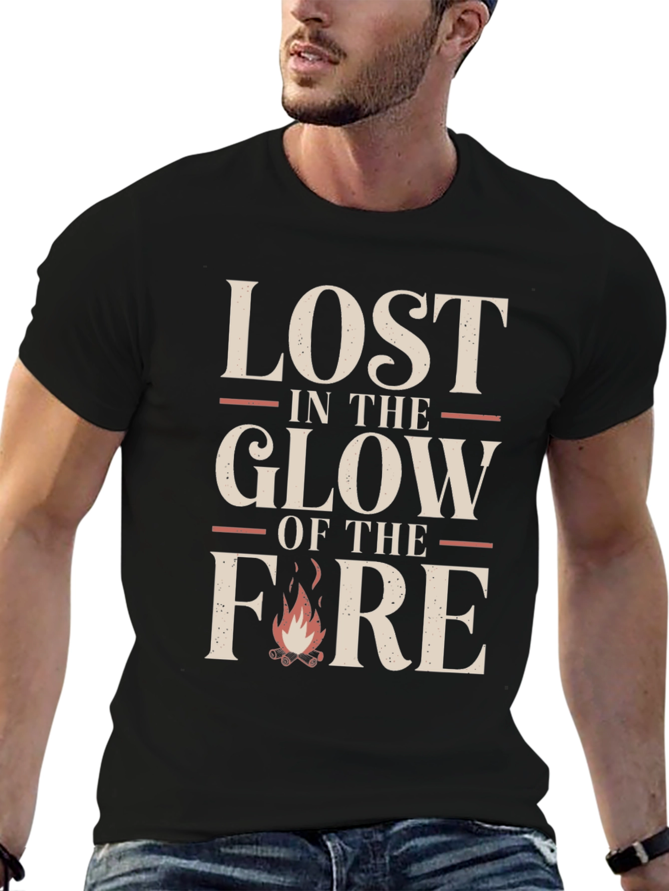 Black Lost in the Glow of the Fire Graphic Tee view 6