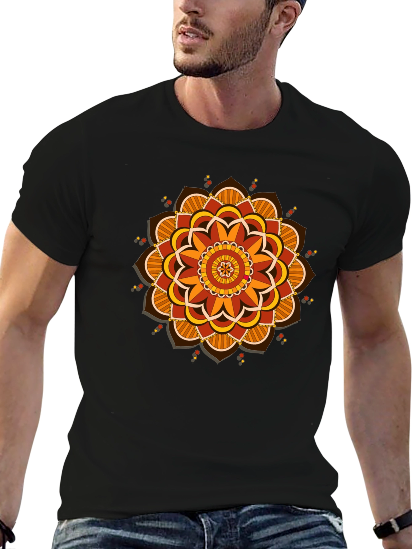 Black Mandala Graphic Tee - Black Cotton Blend view 6