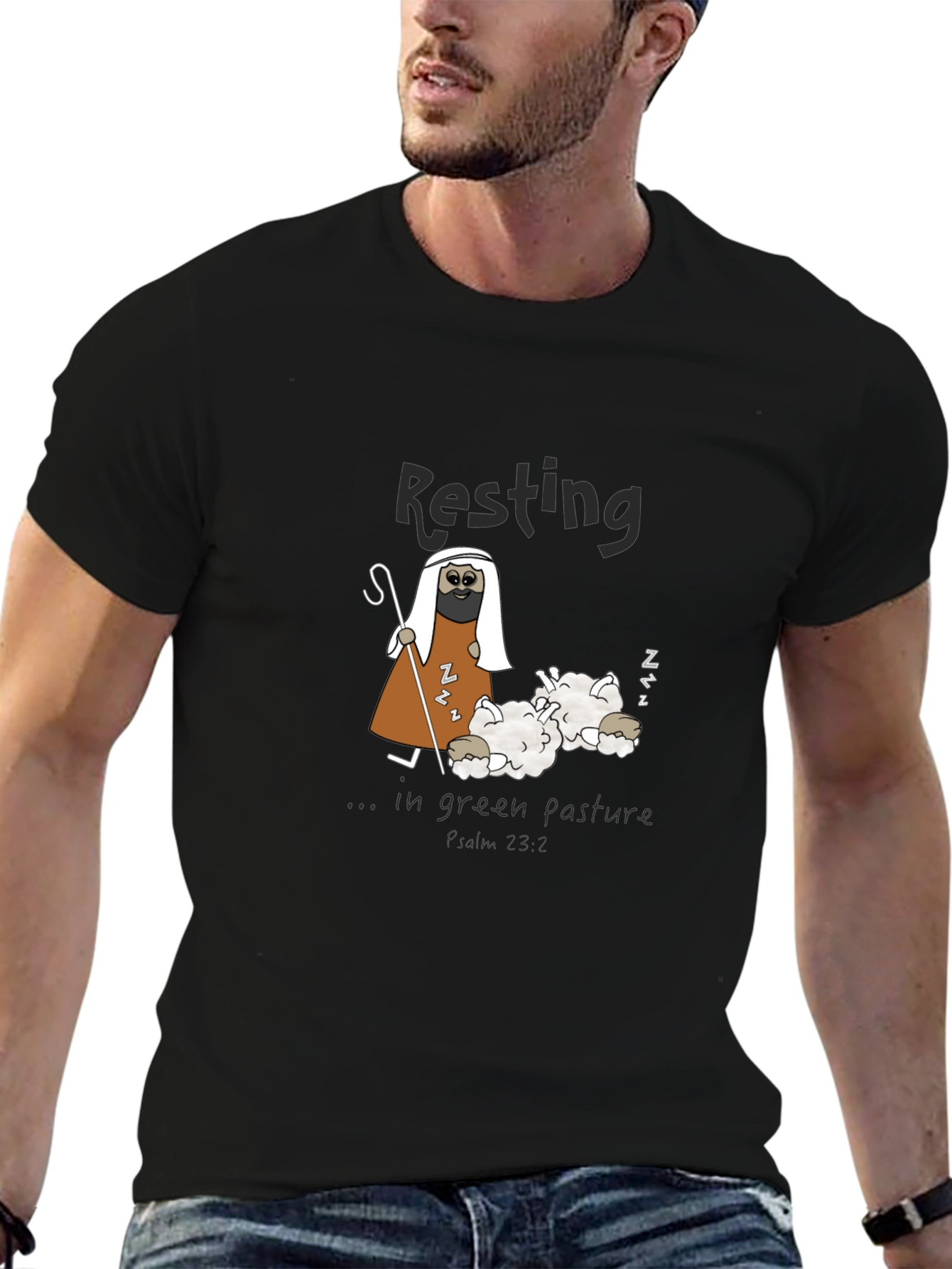 Black Resting Shepherd Graphic Tee view 6