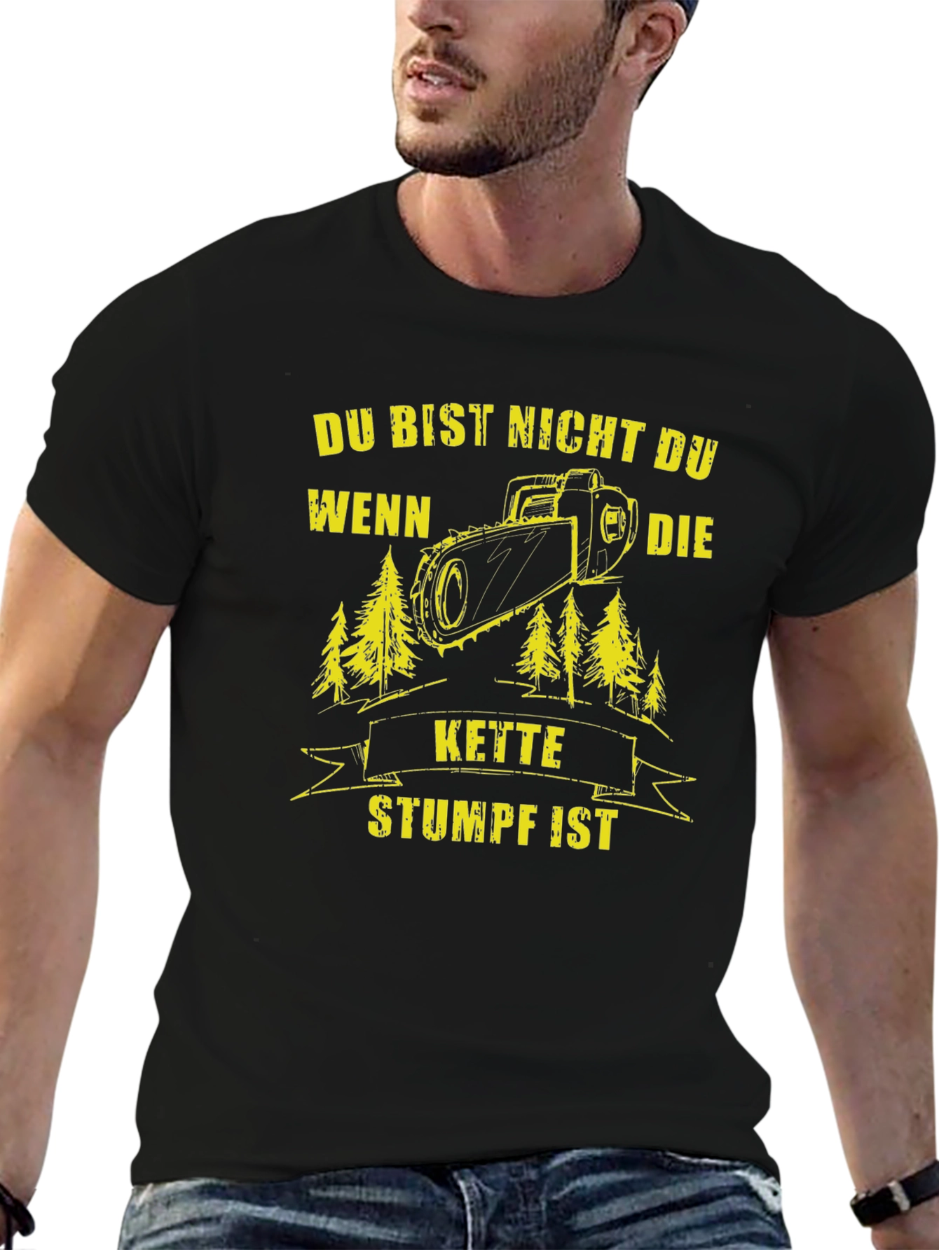 Black Du Bist Nicht Du T-Shirt: Lumberjack Chainsaw Graphic Tee view 6