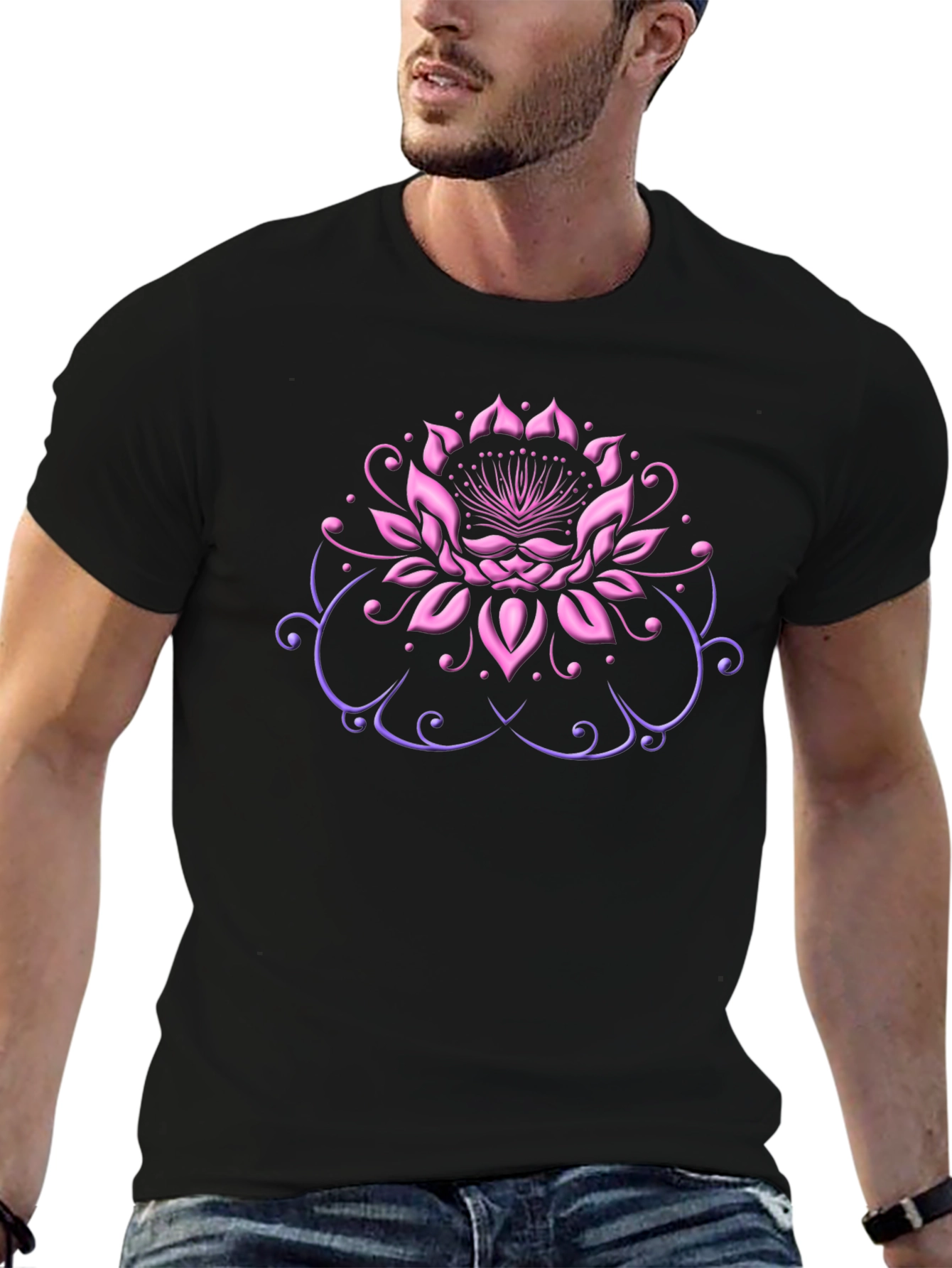 Black Lotus Flower Graphic Tee view 6