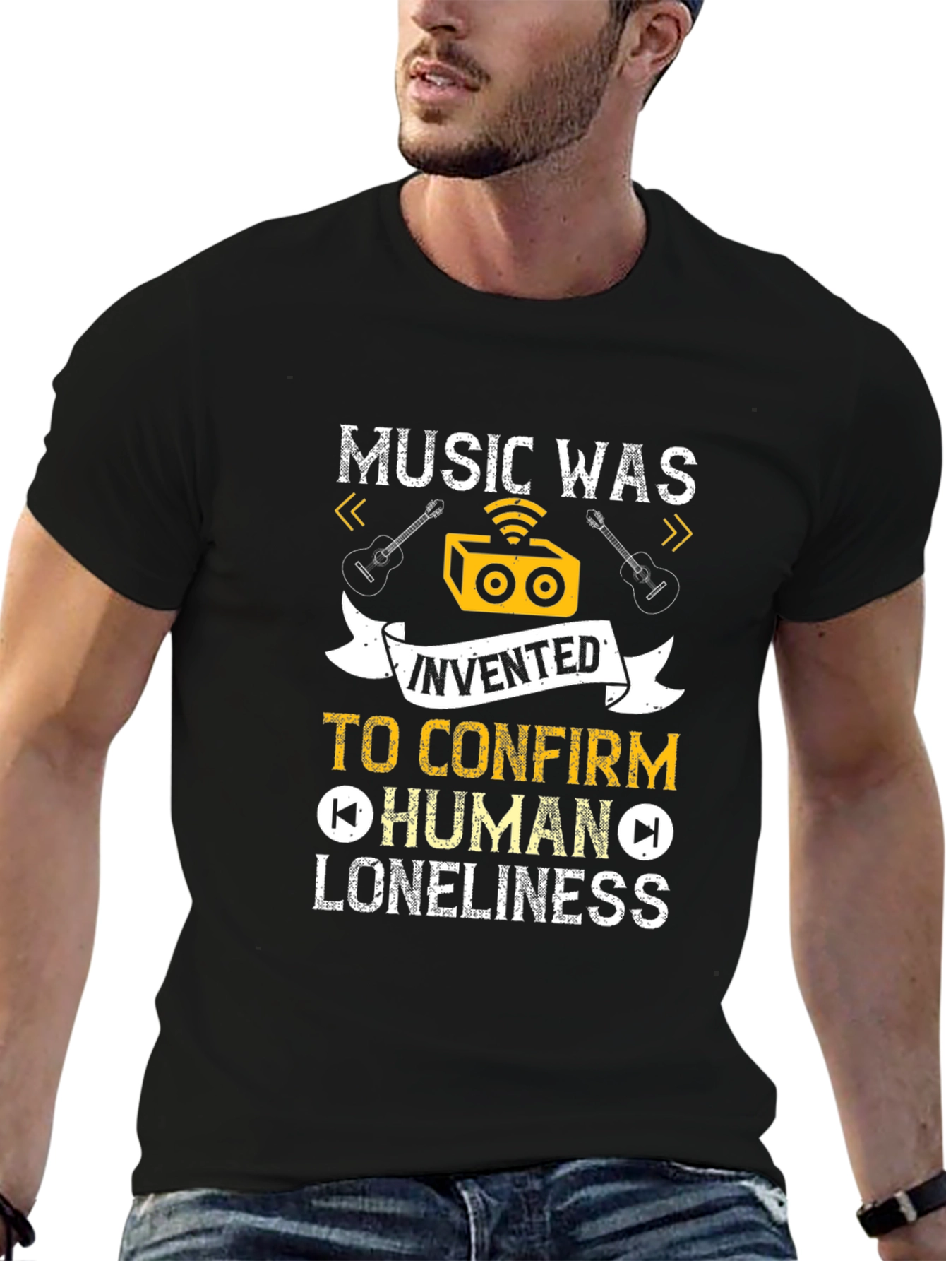Black Music Was Invented T-Shirt - Human Loneliness Tee view 6