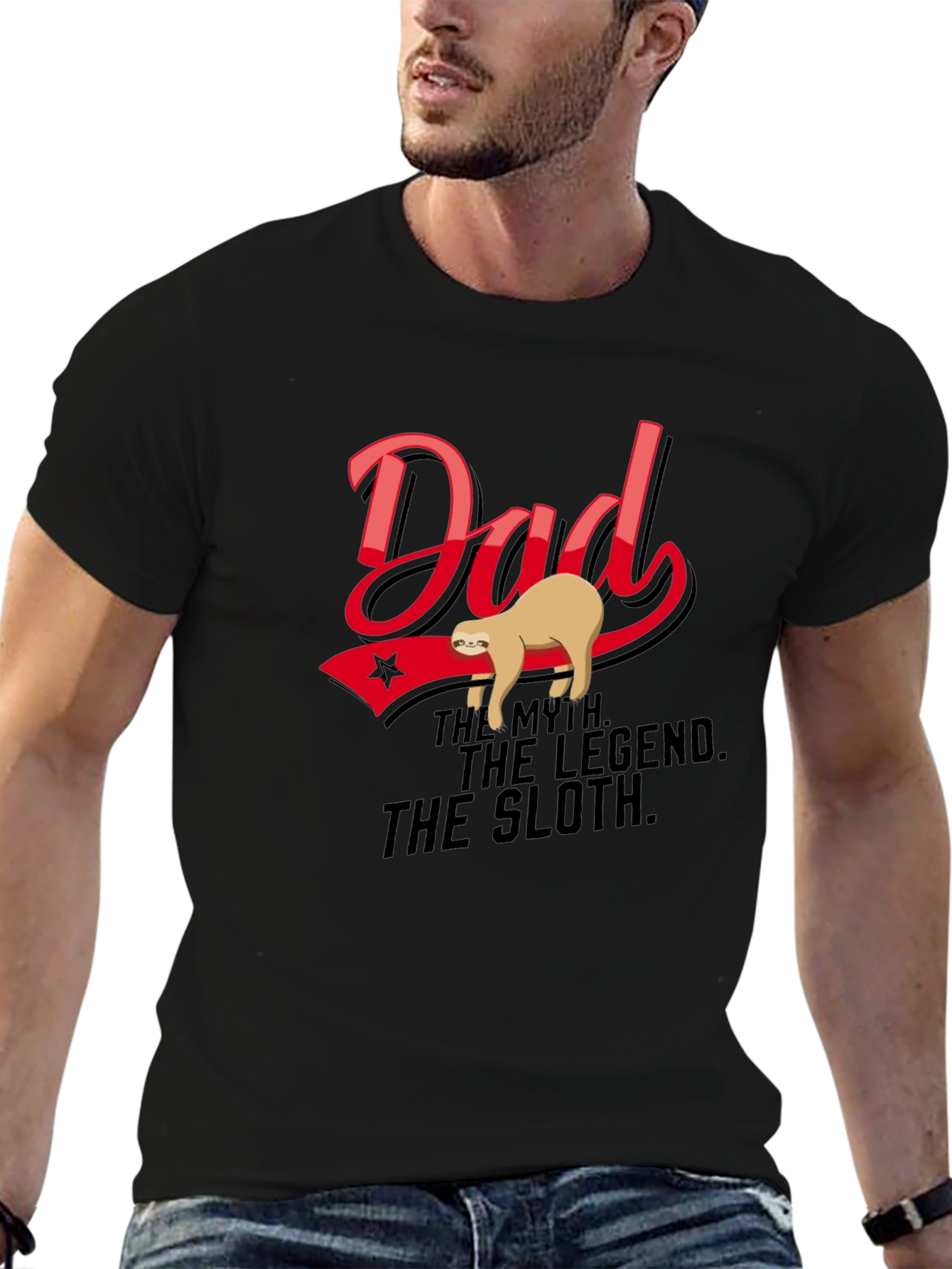 Black Dad: The Myth. The Legend. The Sloth T-Shirt view 6