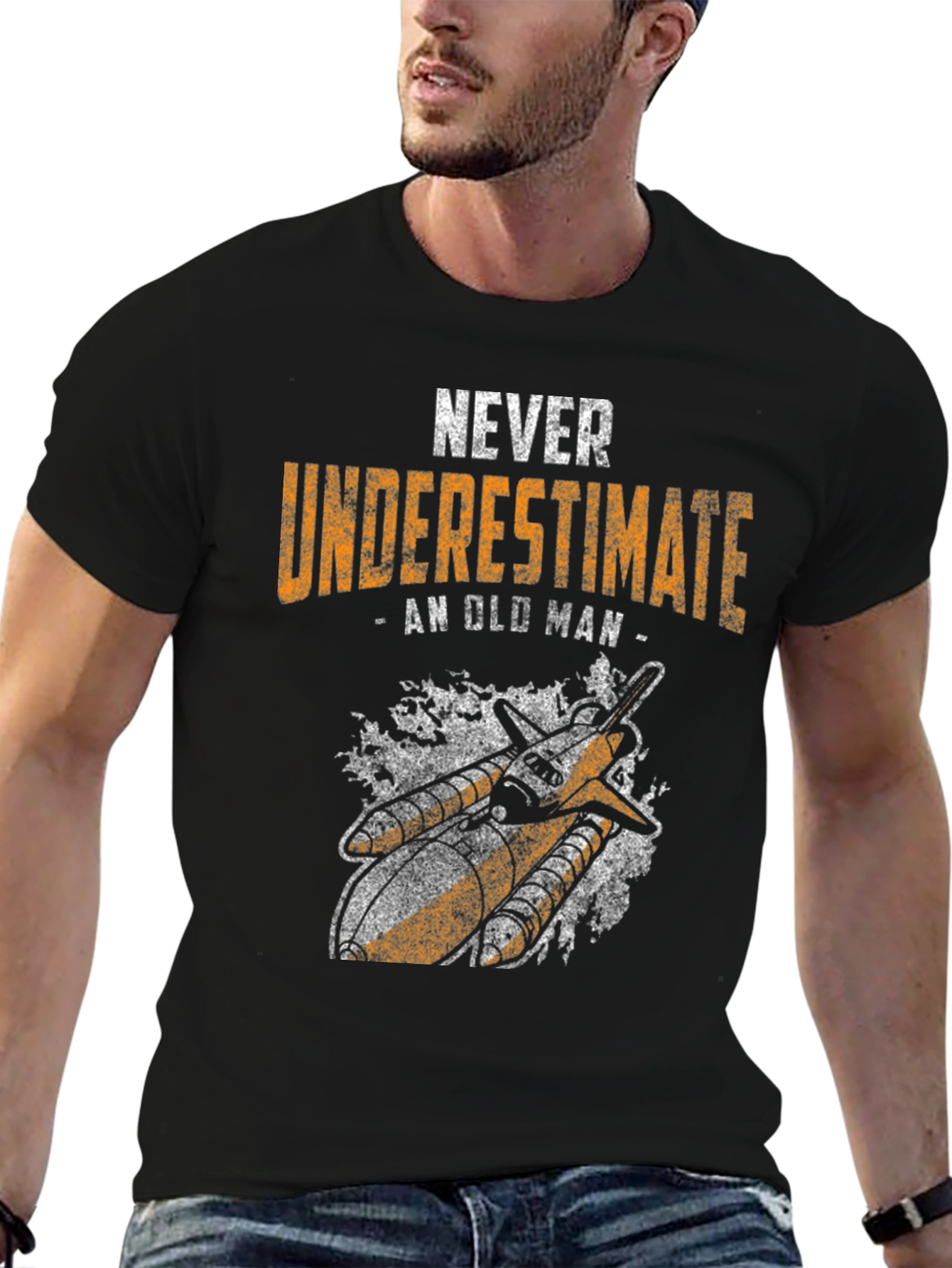 Black Never Underestimate An Old Man T-Shirt view 6