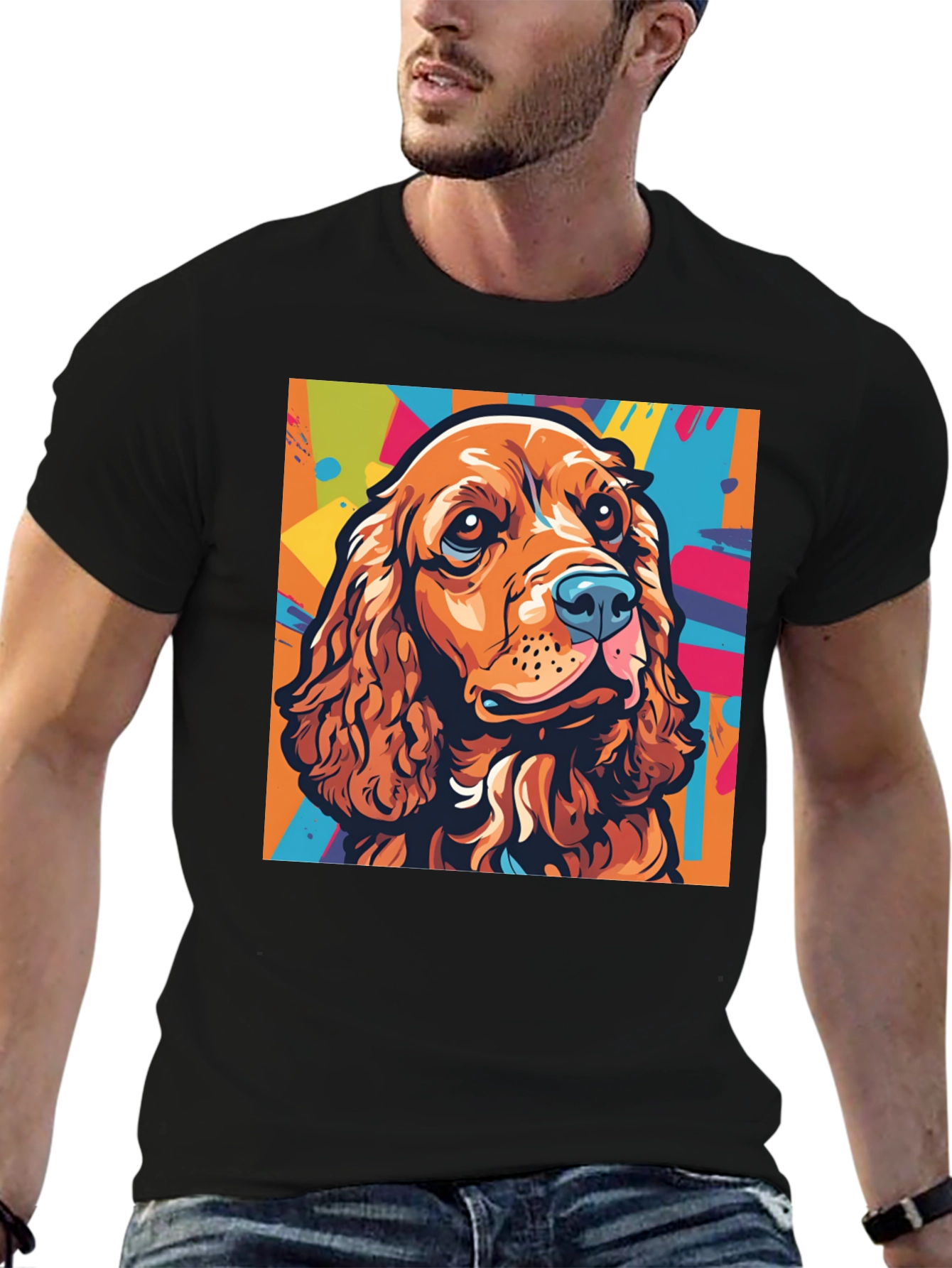 Black Dog Art Graphic Tee - Cocker Spaniel Pop Art T-Shirt view 6