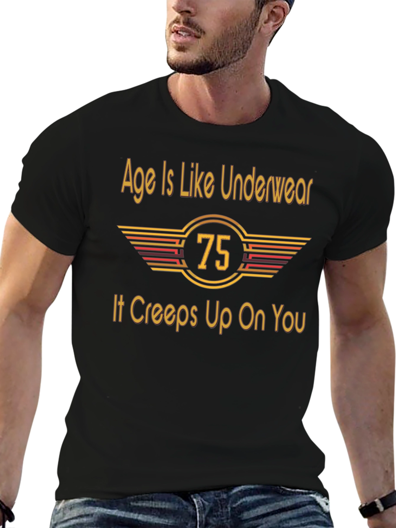 Black Age is Like Underwear 75th Birthday T-Shirt view 6