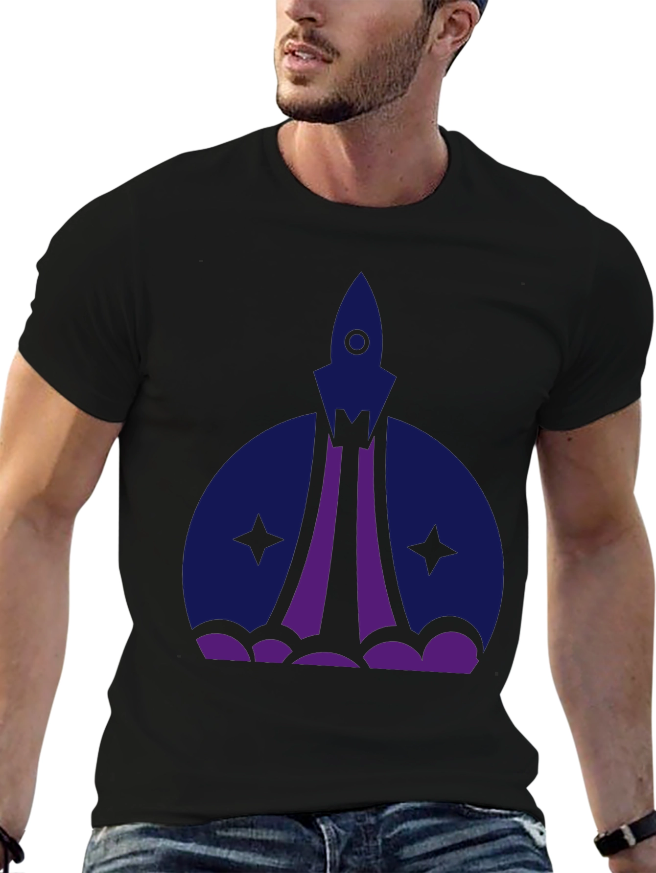 Black Rocket Launch Graphic Tee - Black Unisex Shirt view 6