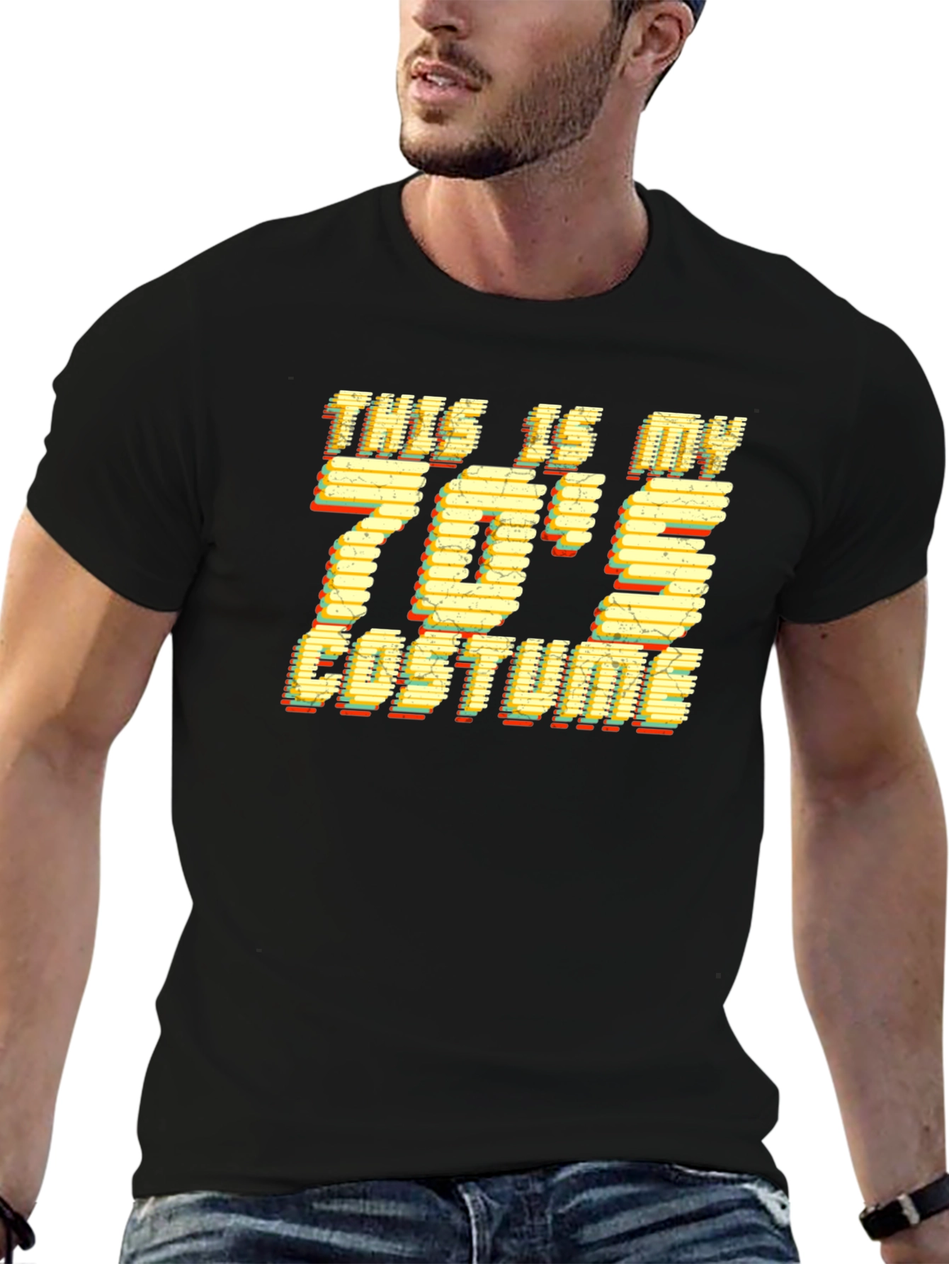 Black Retro 70's Costume T-Shirt view 6