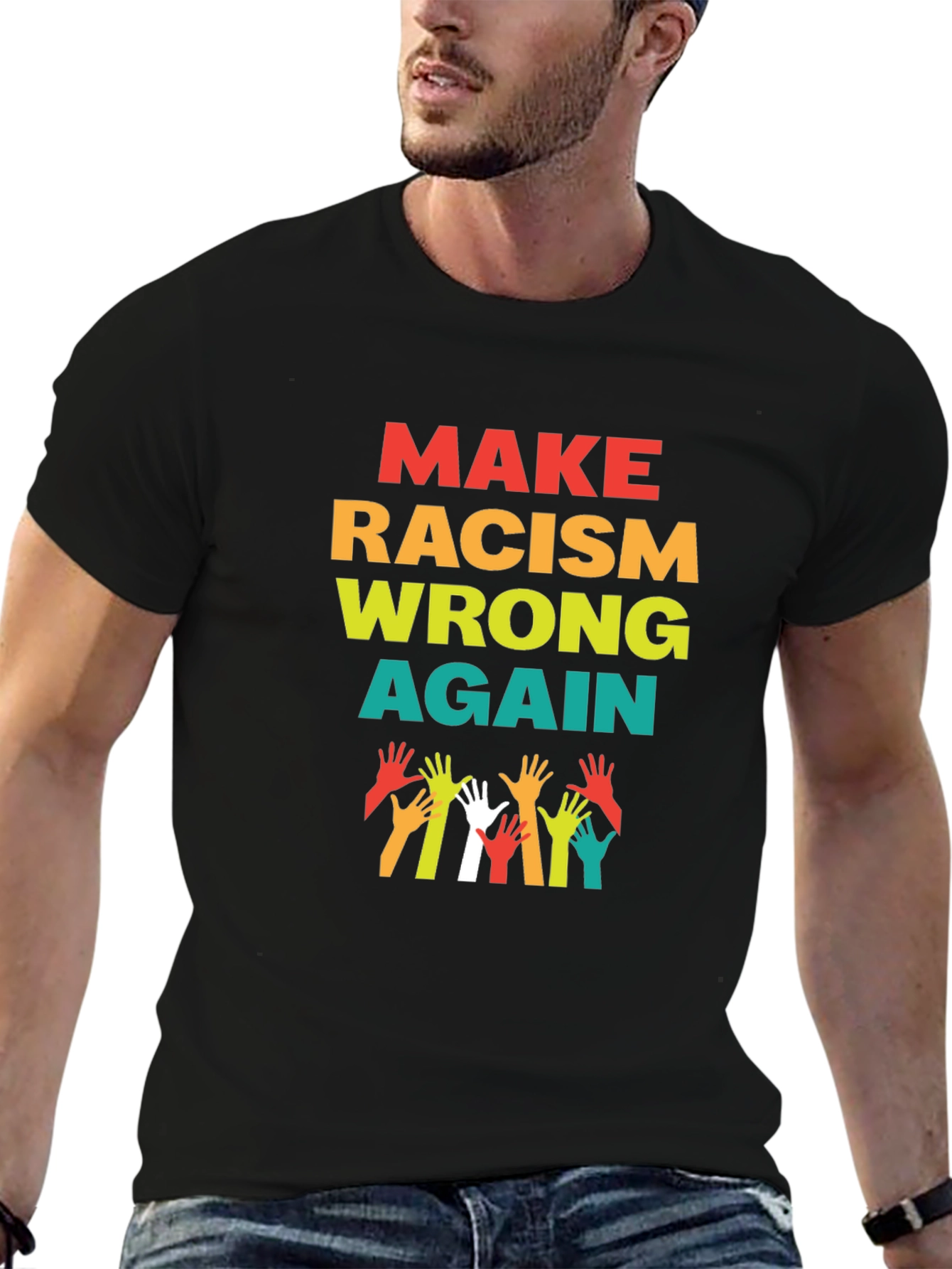 Black Make Racism Wrong Again Graphic Tee view 6