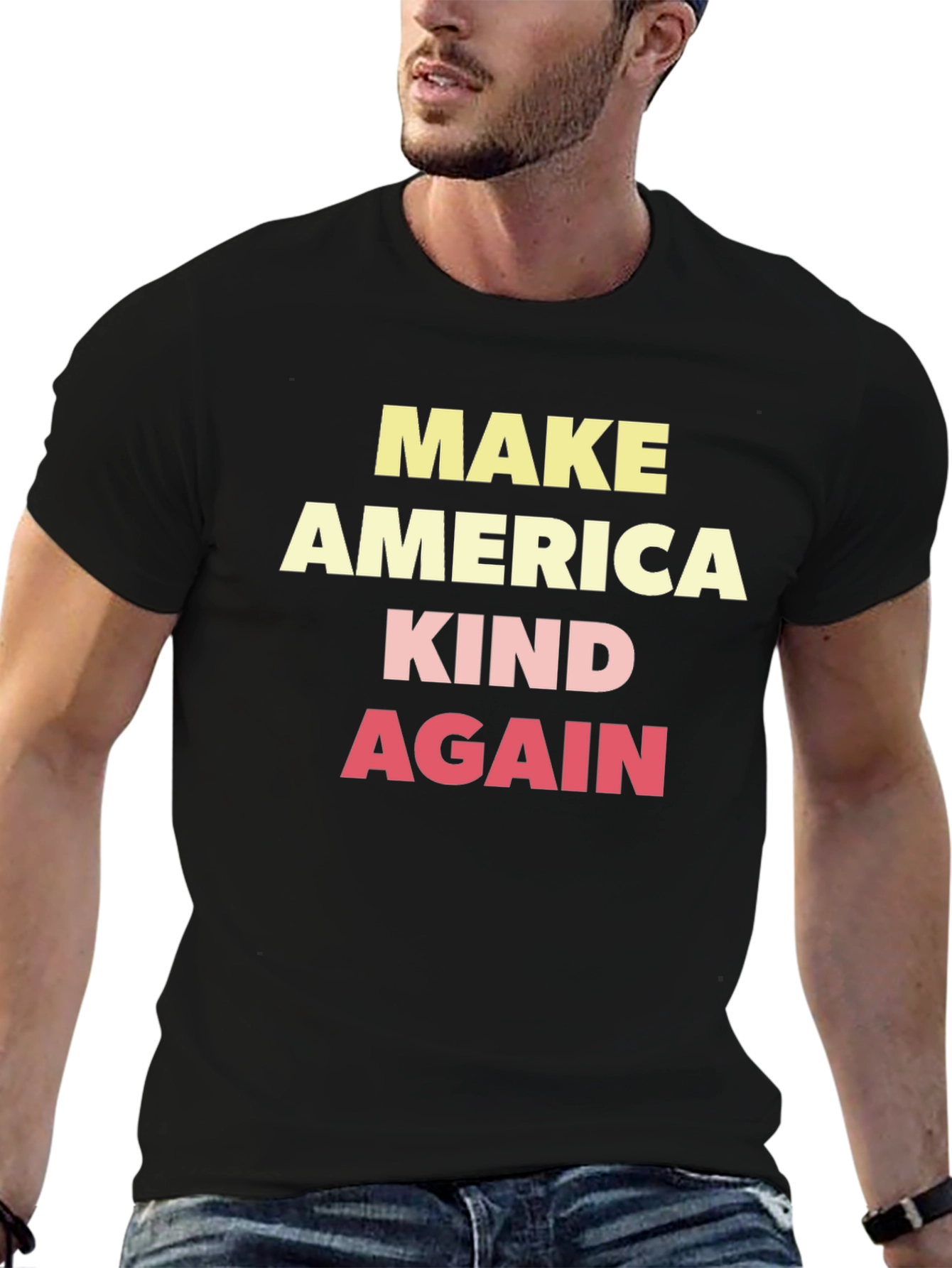 Black Make America Kind Again Graphic Tee - Black Cotton T-Shirt view 6
