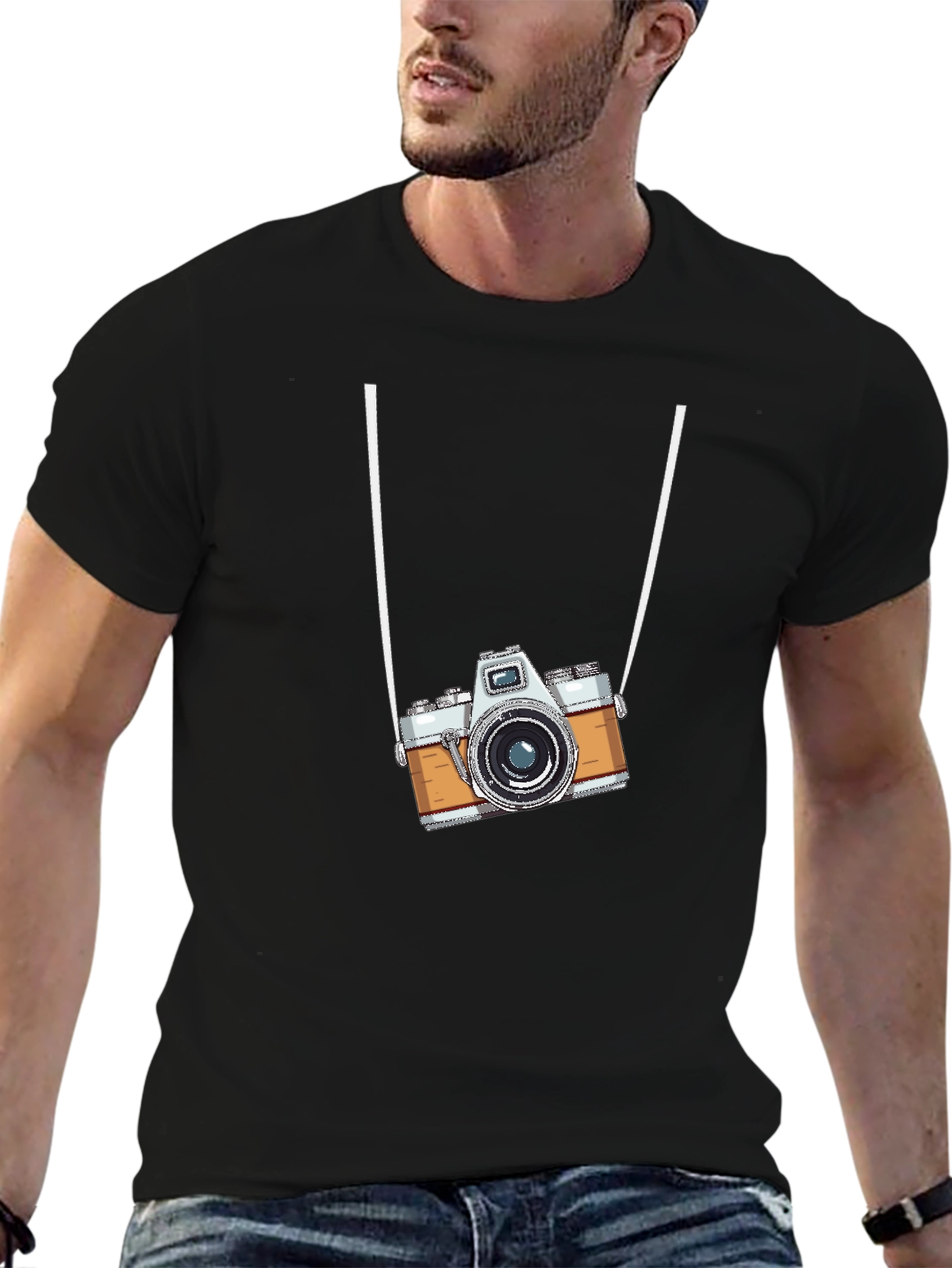 Black Vintage Camera Graphic T-Shirt - Cool Retro Style view 6
