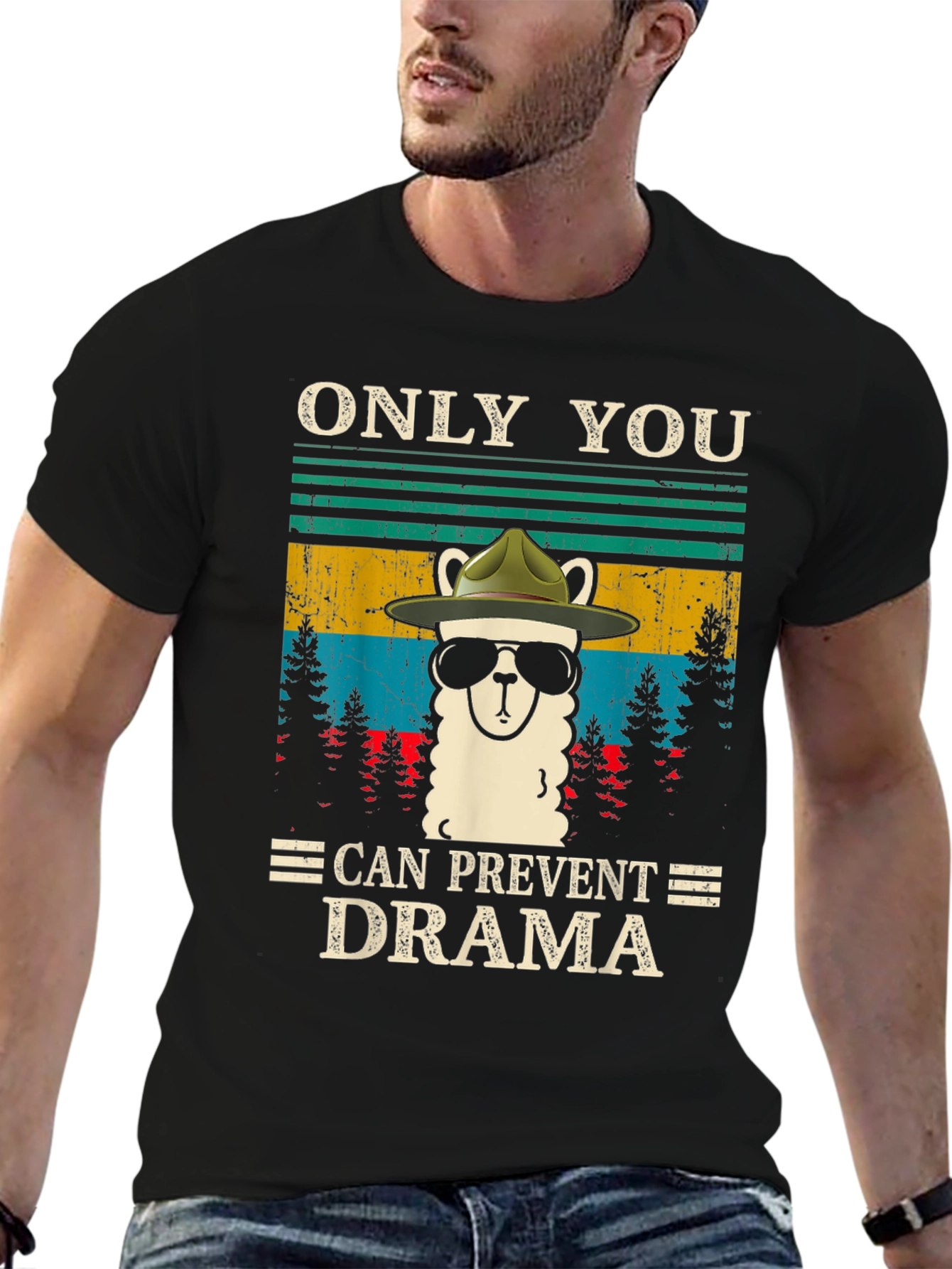 Black Llama Drama Prevention Graphic Tee view 6