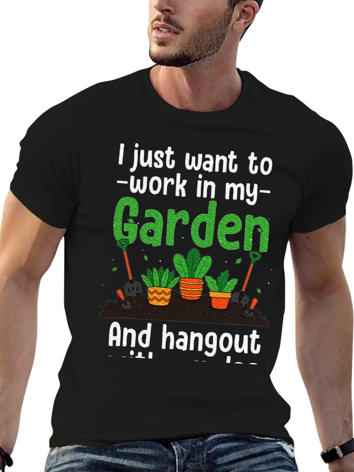 Black Gardening T-Shirt: Work In My Garden view 6