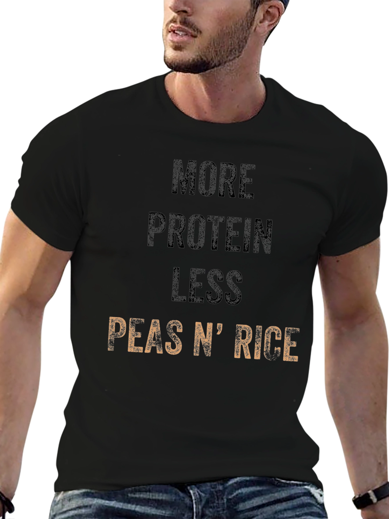 Black More Protein Less Peas N' Rice Graphic Tee view 6