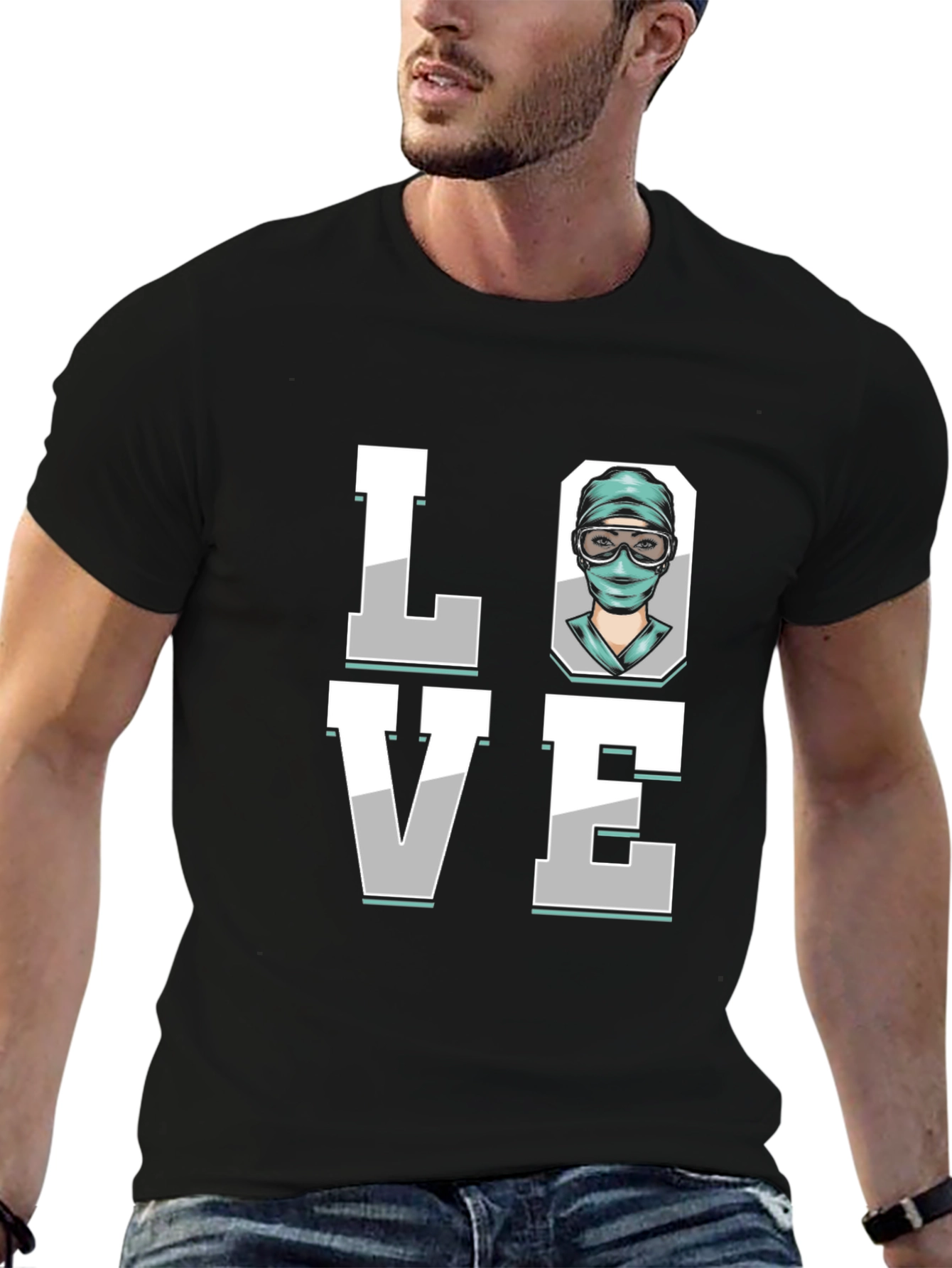 Black Surgeon Love Graphic T-Shirt - Black Cotton Tee view 6
