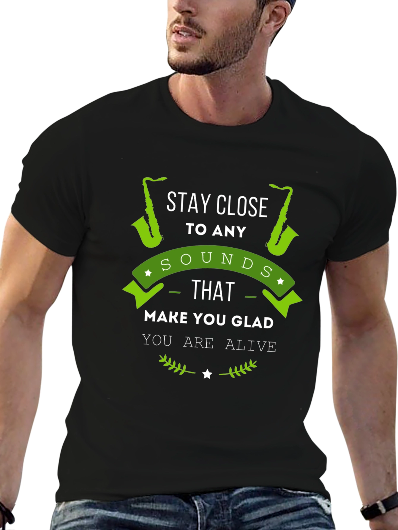 Black Stay Close to Any Sounds T-Shirt view 6